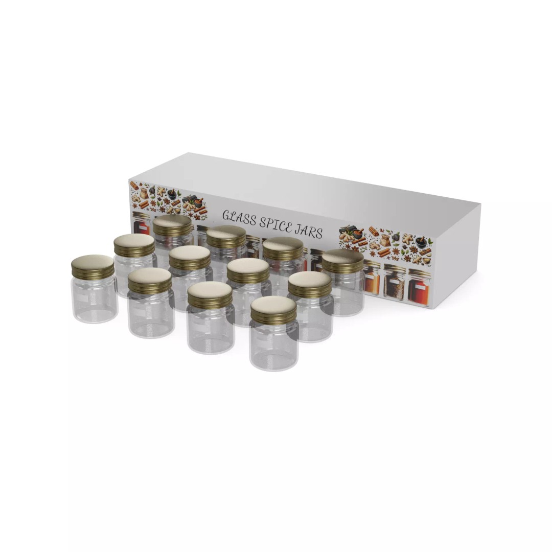 Glass Spice Jars 3D Model – Realistic Kitchenware Set, FBX - View 2