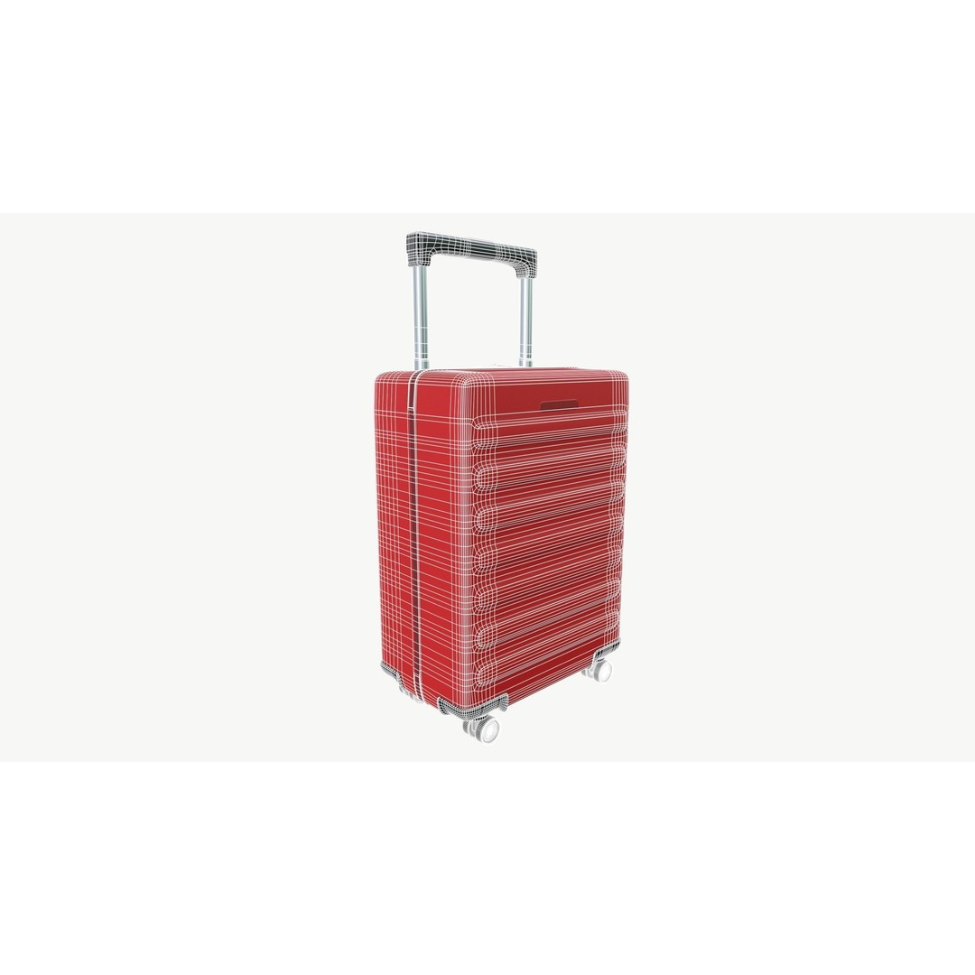 Vibrant Red Suitcase 3D Model – Low Poly PBR Game Asset, FBX