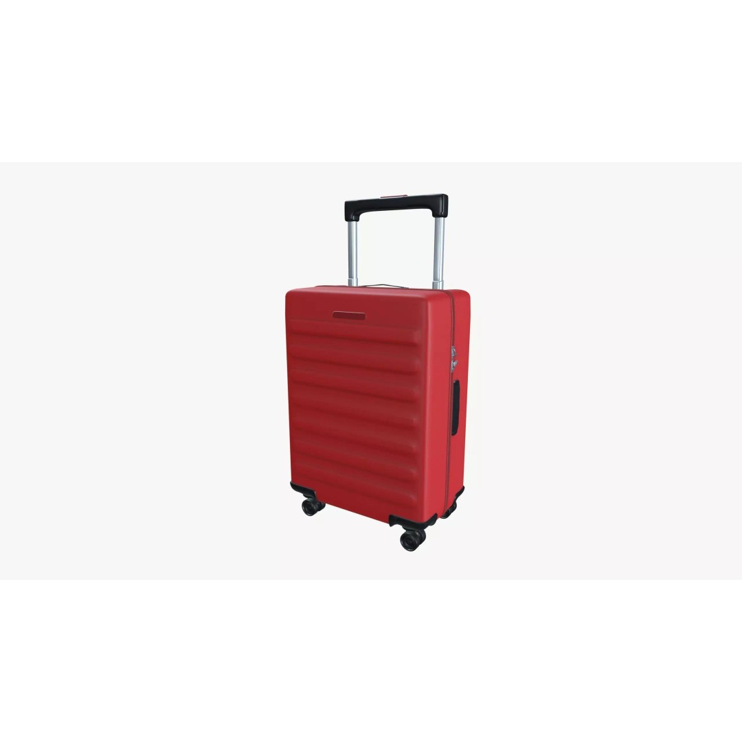 Vibrant Red Suitcase 3D Model – Low Poly PBR Game Asset, FBX - View 2