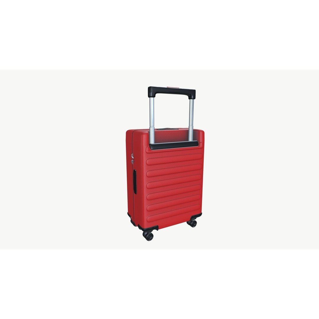 Vibrant Red Suitcase 3D Model – Low Poly PBR Game Asset, FBX - View 3