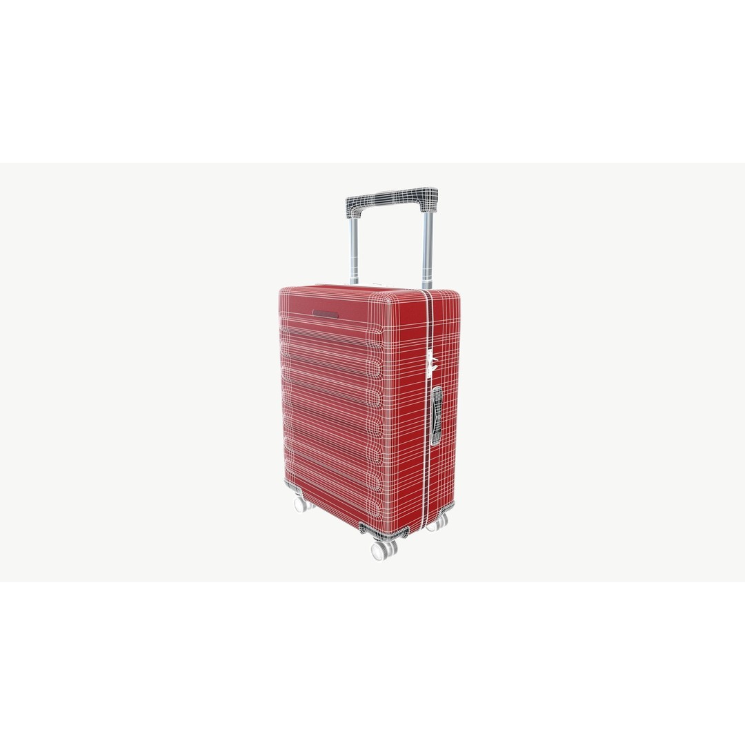 Vibrant Red Suitcase 3D Model – Low Poly PBR Game Asset, FBX - View 7