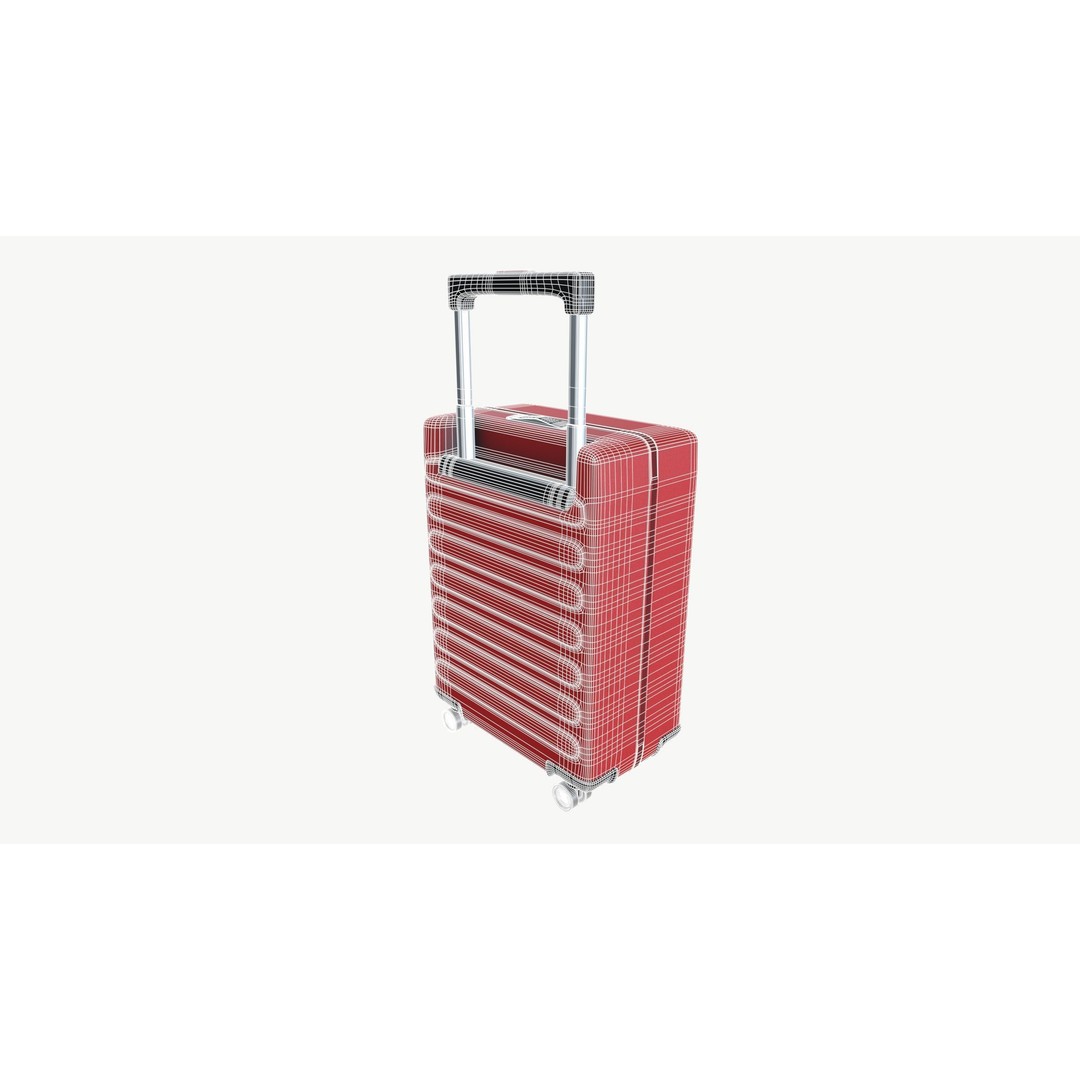 Vibrant Red Suitcase 3D Model – Low Poly PBR Game Asset, FBX - View 8
