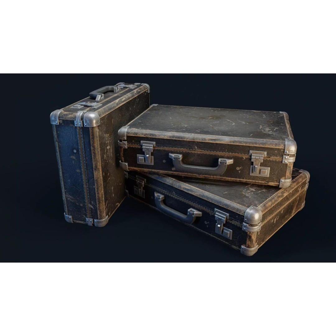 Vintage Suitcase 3D Model – Low Poly PBR Game Asset, FBX, OBJ - View 2
