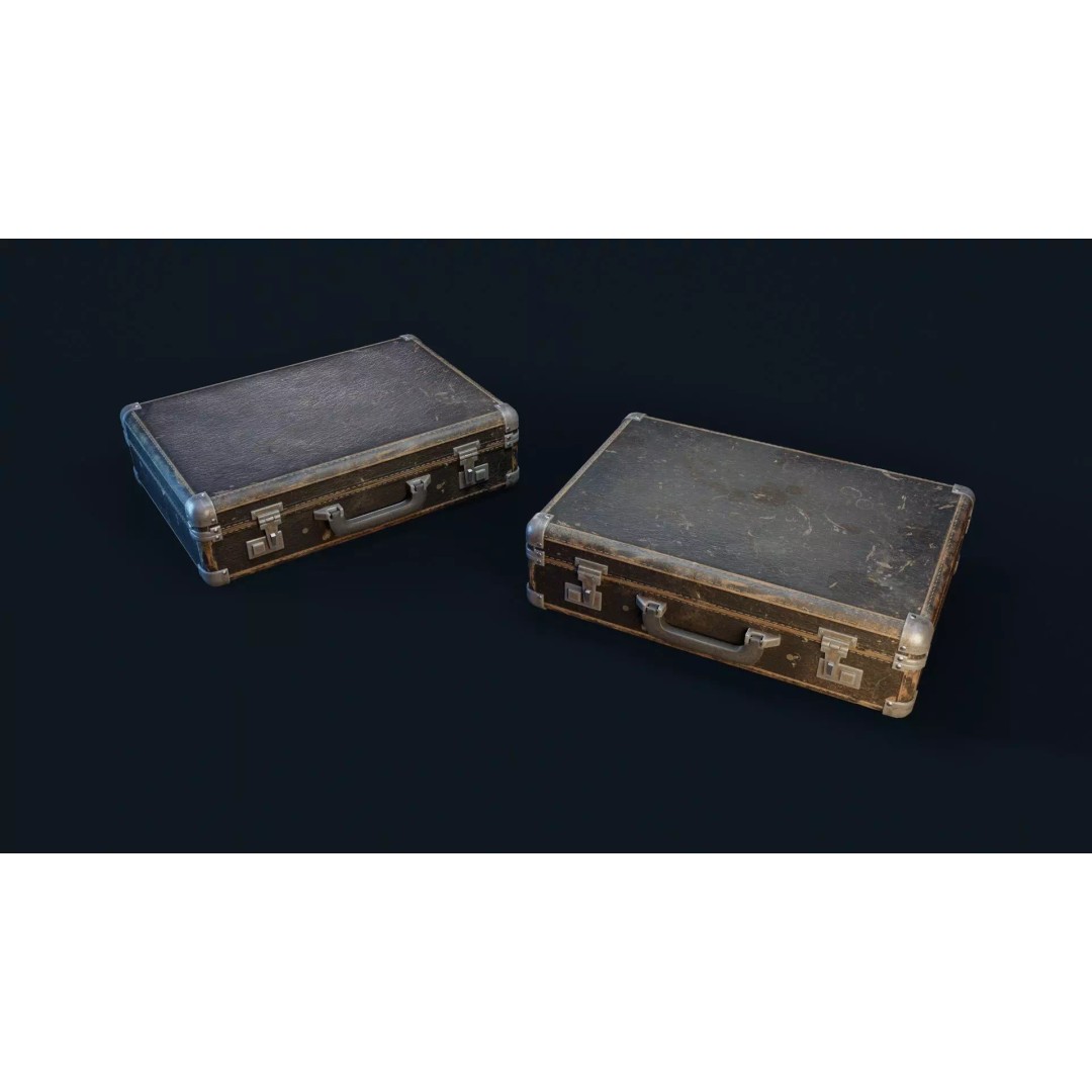 Vintage Suitcase 3D Model – Low Poly PBR Game Asset, FBX, OBJ - View 3