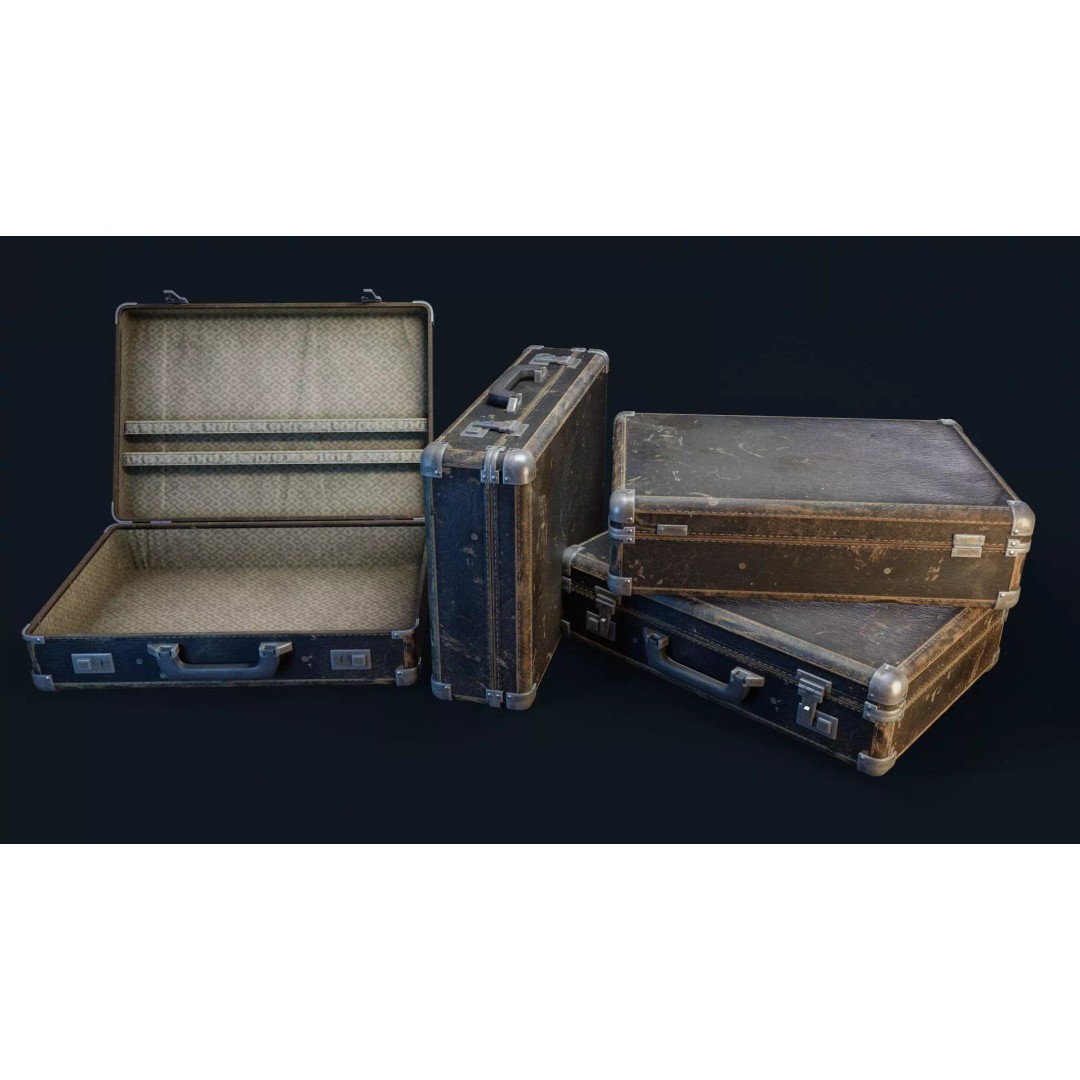 Vintage Suitcase 3D Model – Low Poly PBR Game Asset, FBX, OBJ - View 4