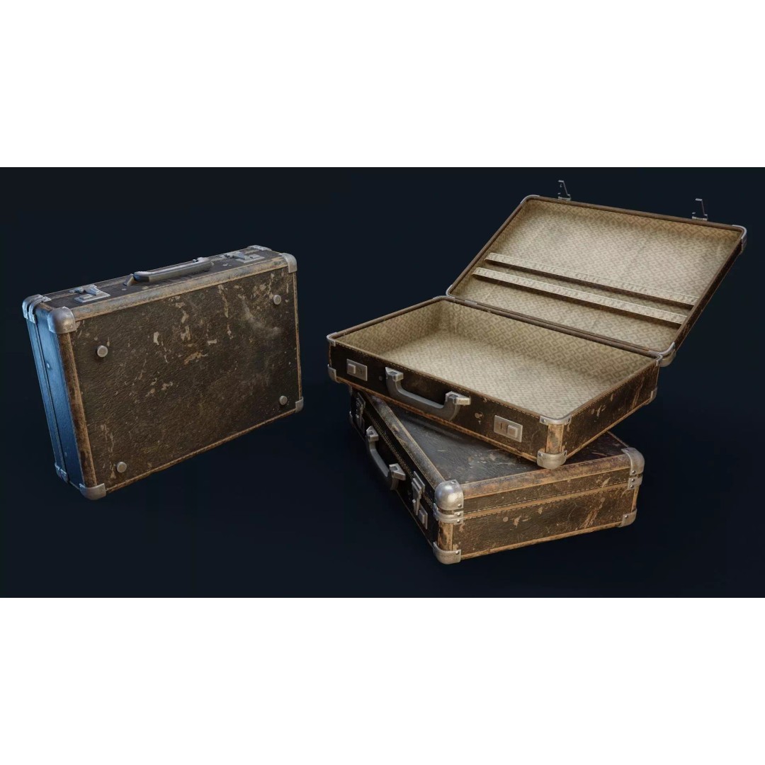 Vintage Suitcase 3D Model – Low Poly PBR Game Asset, FBX, OBJ - View 6