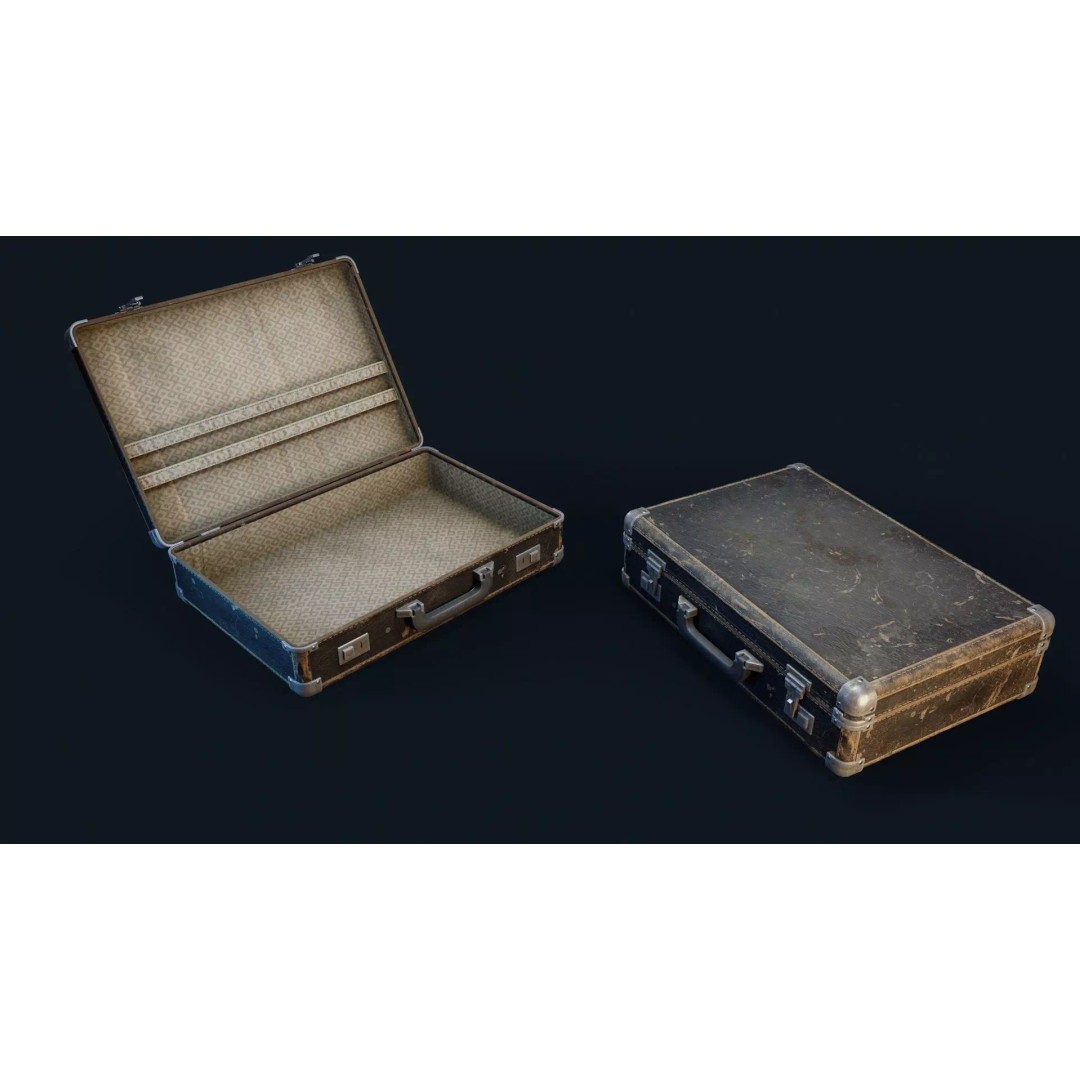 Vintage Suitcase 3D Model – Low Poly PBR Game Asset, FBX, OBJ - View 7
