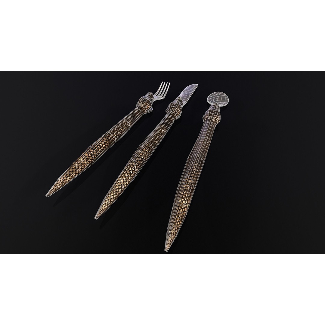 Snake King Cutlery 3D Model – Low Poly Kitchenware, FBX, PBR Textures