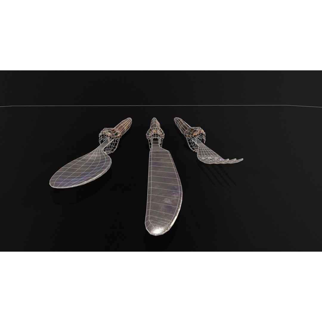 Snake King Cutlery 3D Model – Low Poly Kitchenware, FBX, PBR Textures - View 10