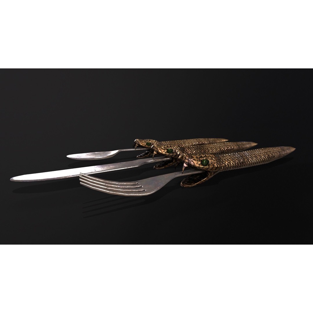 Snake King Cutlery 3D Model – Low Poly Kitchenware, FBX, PBR Textures - View 13