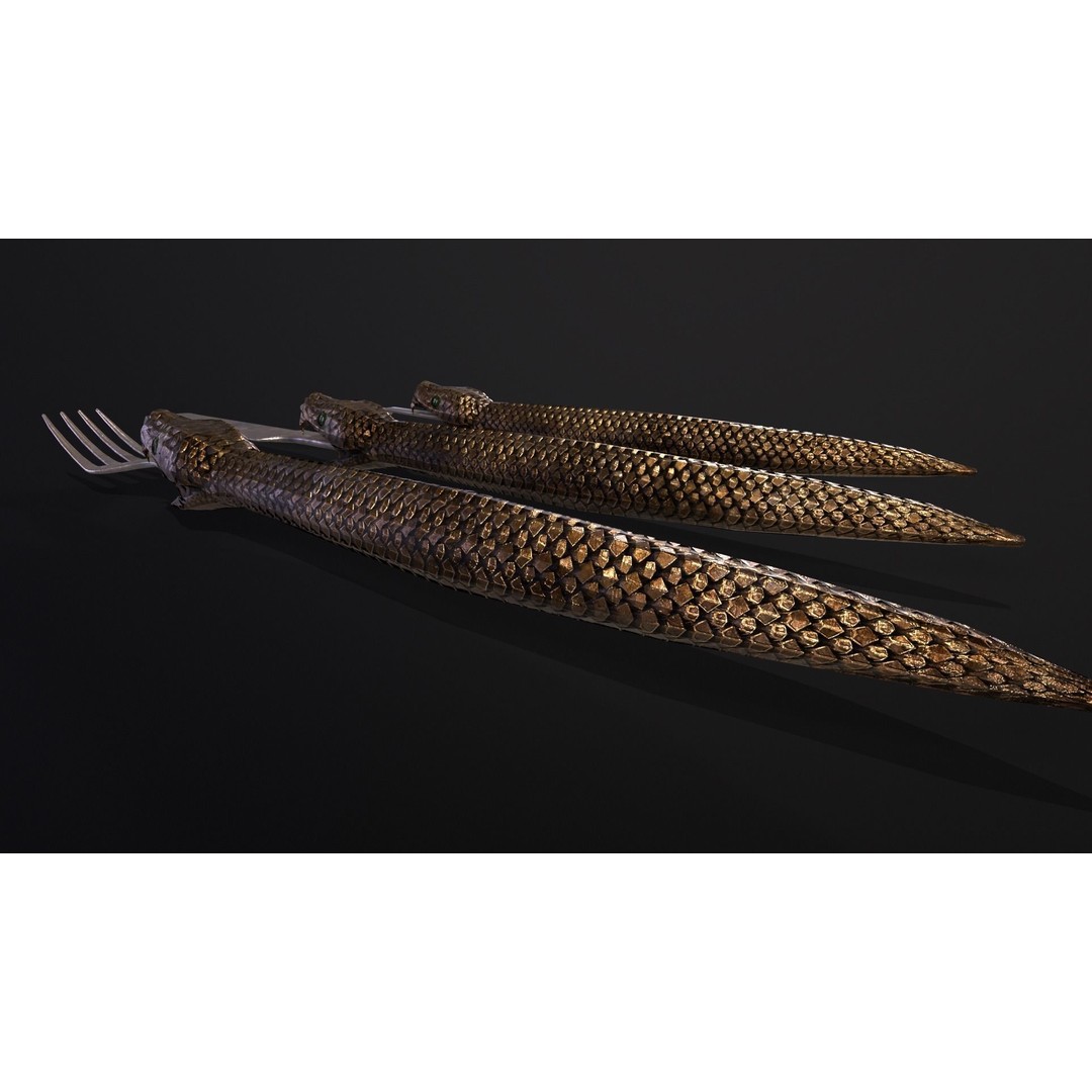 Snake King Cutlery 3D Model – Low Poly Kitchenware, FBX, PBR Textures - View 17