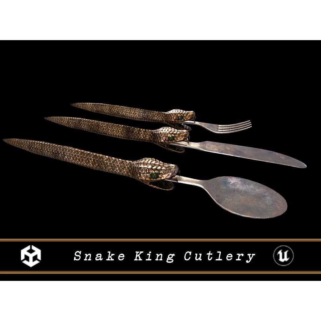 Snake King Cutlery 3D Model – Low Poly Kitchenware, FBX, PBR Textures - View 2
