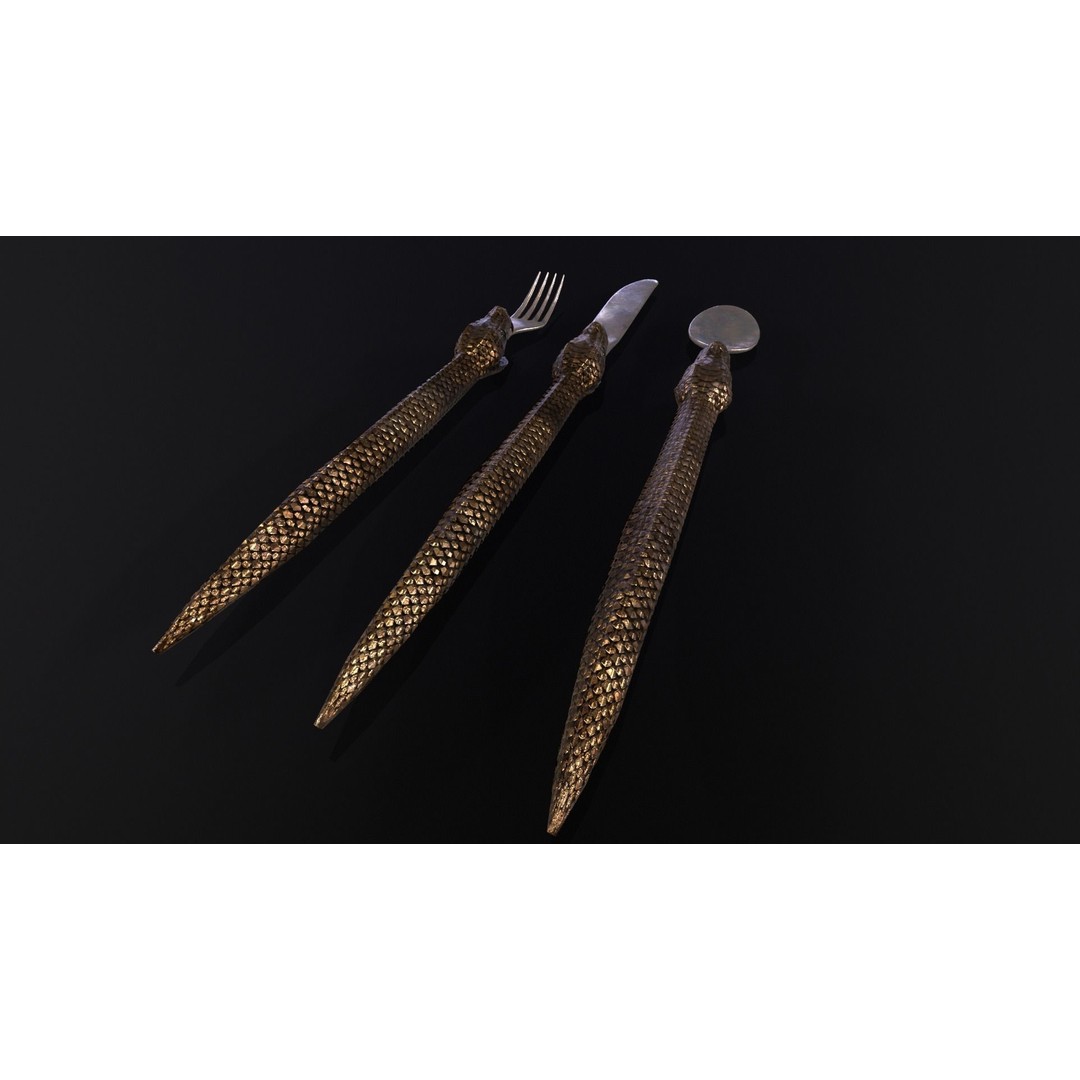 Snake King Cutlery 3D Model – Low Poly Kitchenware, FBX, PBR Textures - View 21