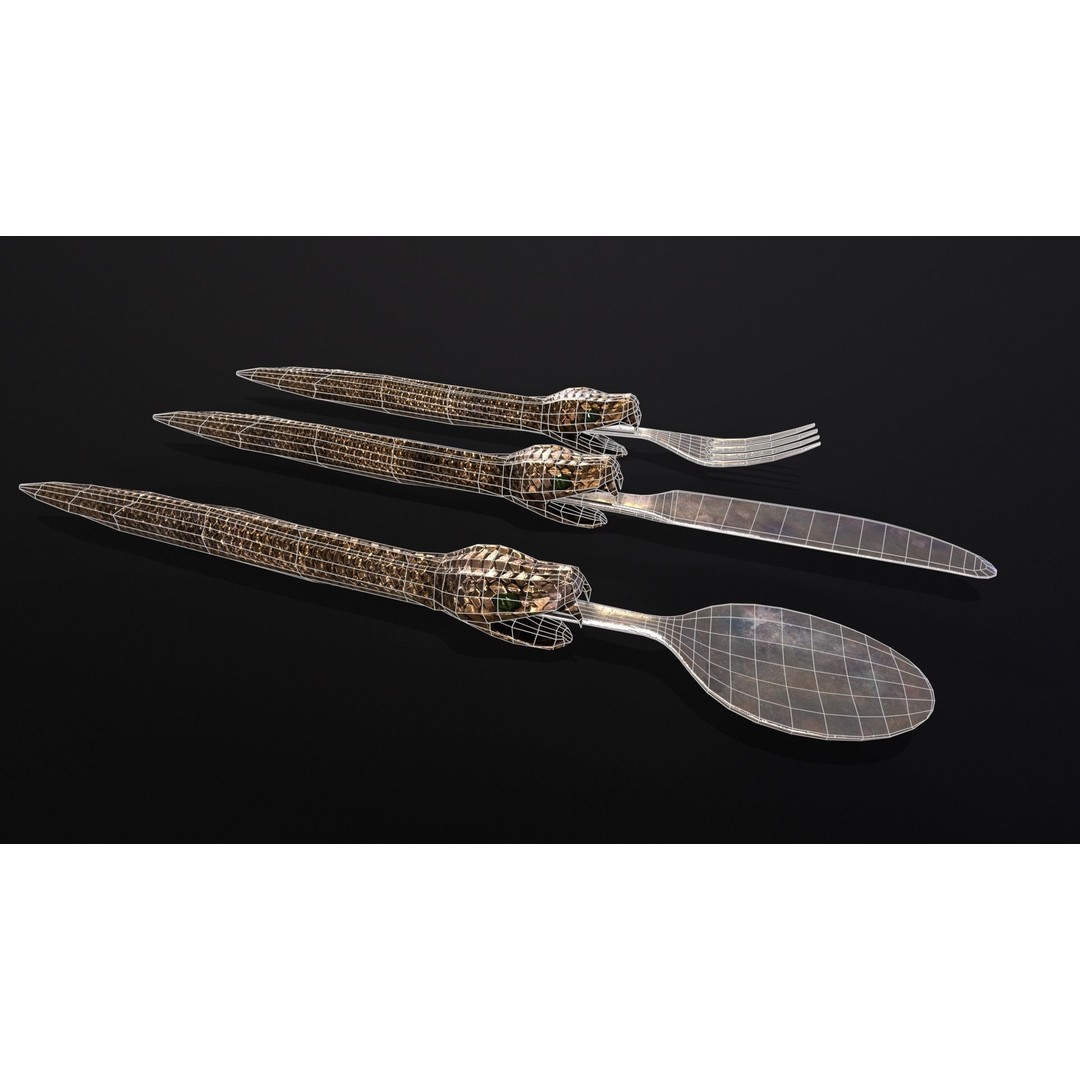 Snake King Cutlery 3D Model – Low Poly Kitchenware, FBX, PBR Textures - View 4