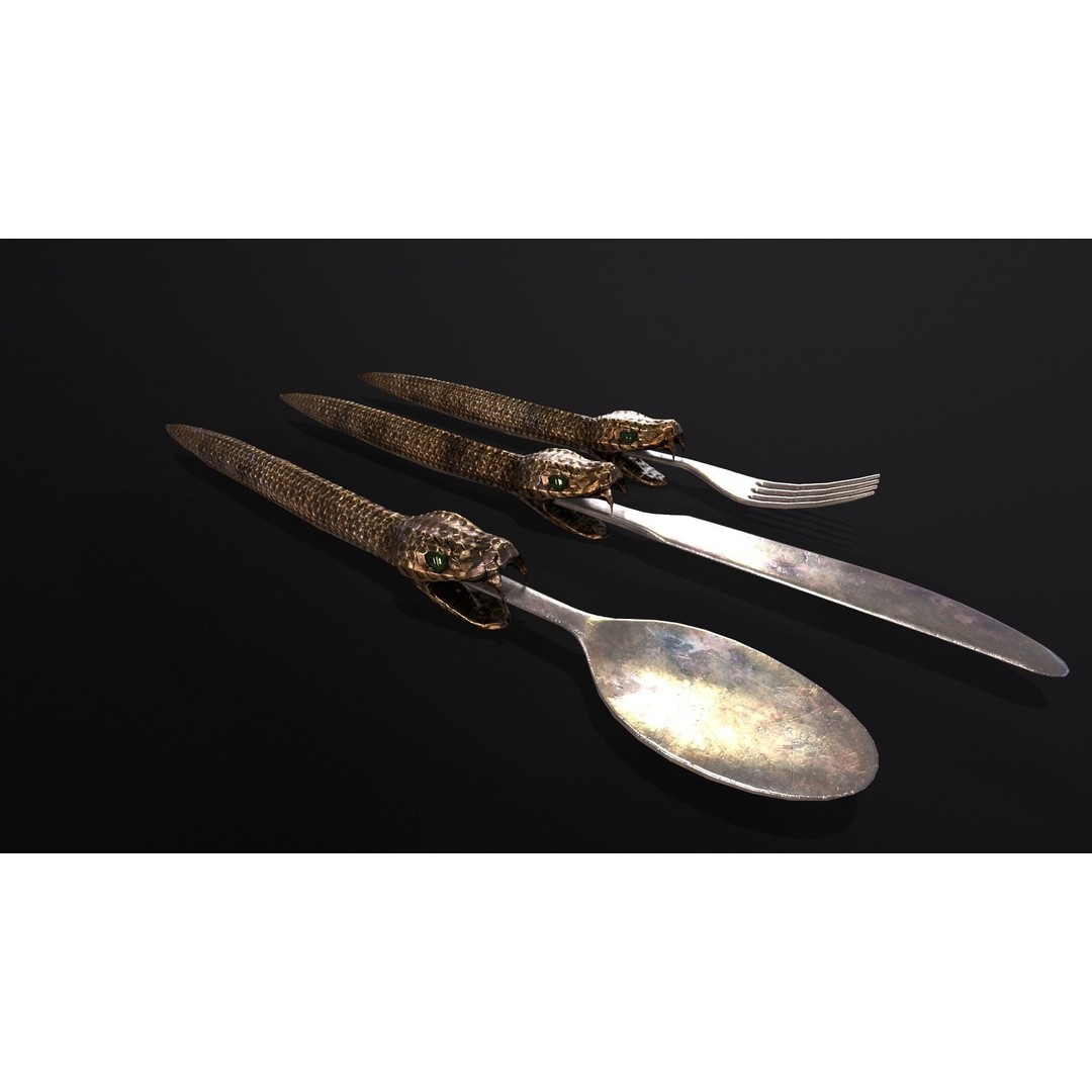 Snake King Cutlery 3D Model – Low Poly Kitchenware, FBX, PBR Textures - View 5