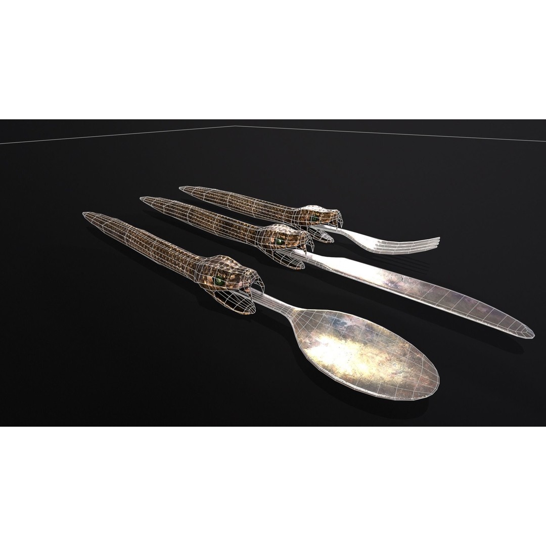 Snake King Cutlery 3D Model – Low Poly Kitchenware, FBX, PBR Textures - View 6