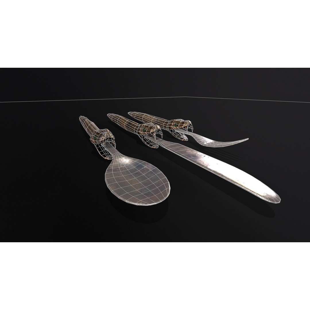 Snake King Cutlery 3D Model – Low Poly Kitchenware, FBX, PBR Textures - View 8