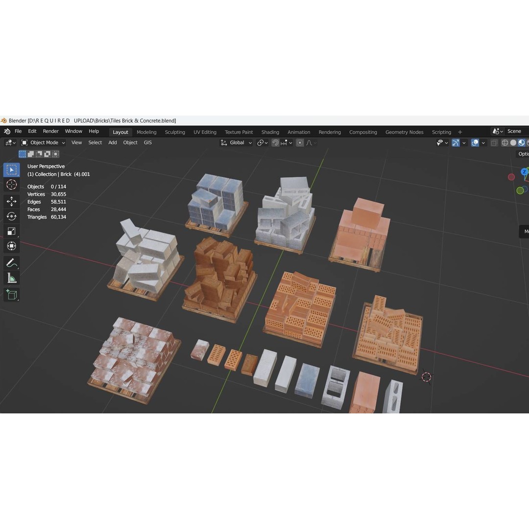 Brick Collection 3D Model – Low Poly Game Asset, PBR Textures - View 14