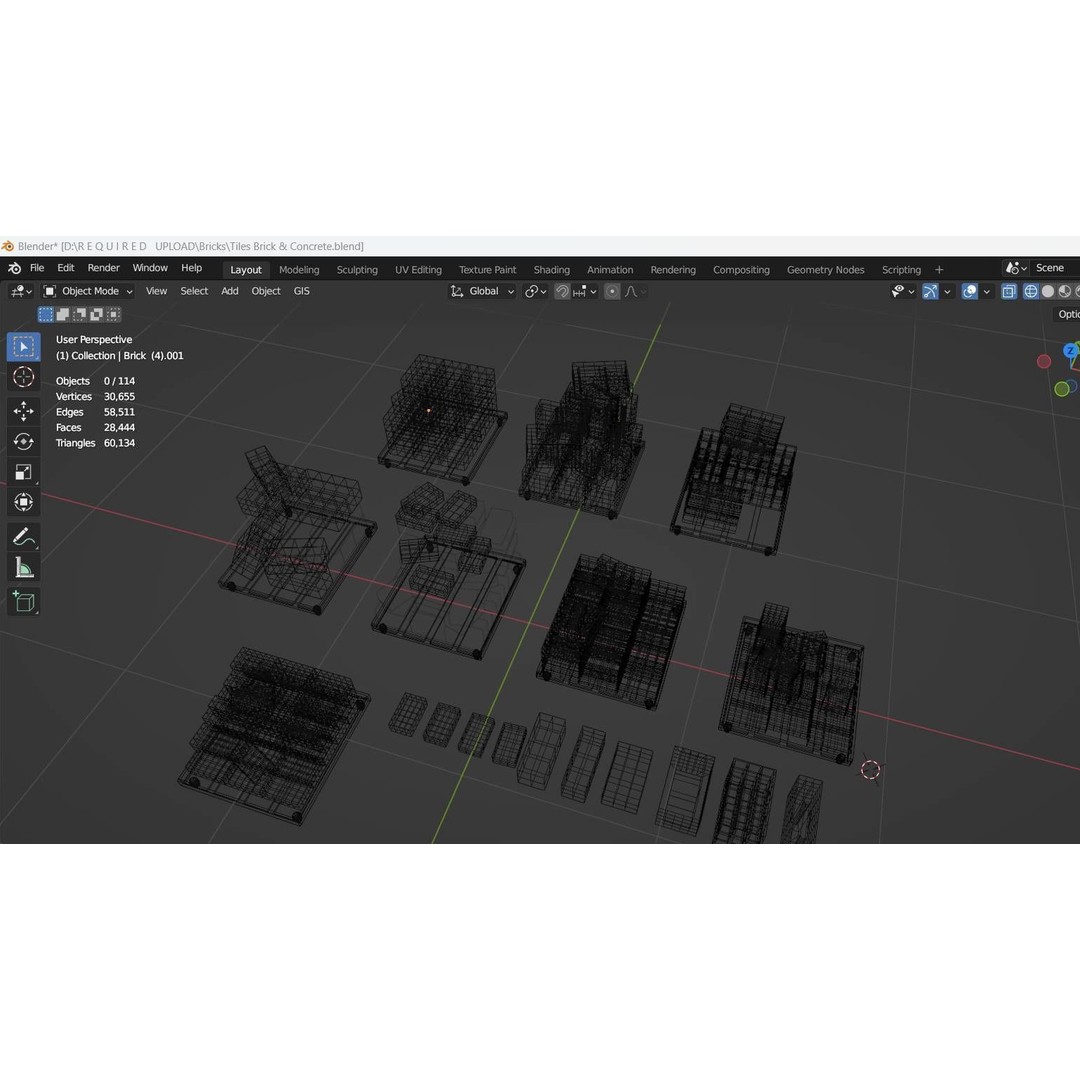 Brick Collection 3D Model – Low Poly Game Asset, PBR Textures - View 3