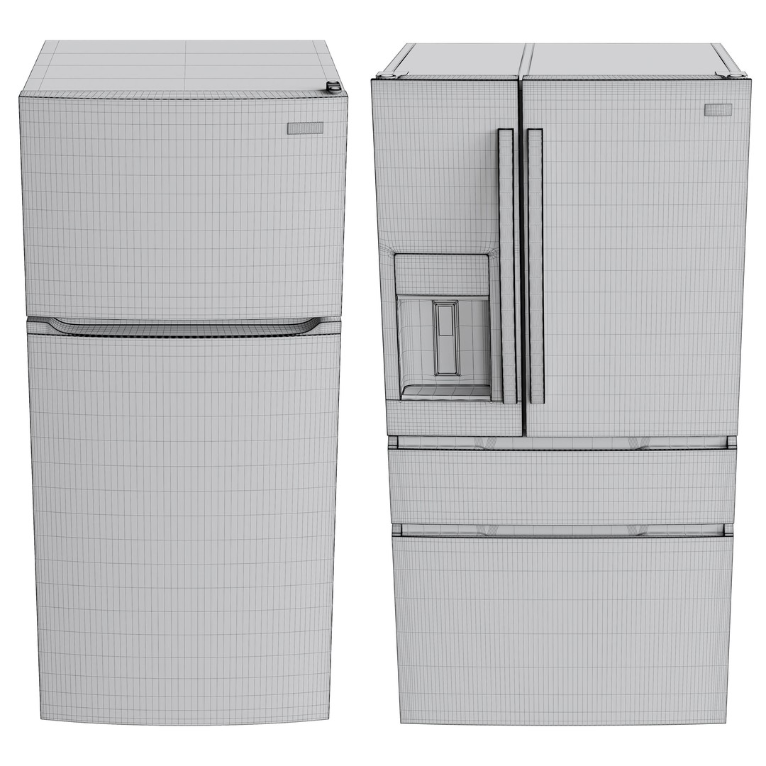 Frigidaire Refrigerator 3D Model – Kitchen Appliance Collection, FBX & OBJ