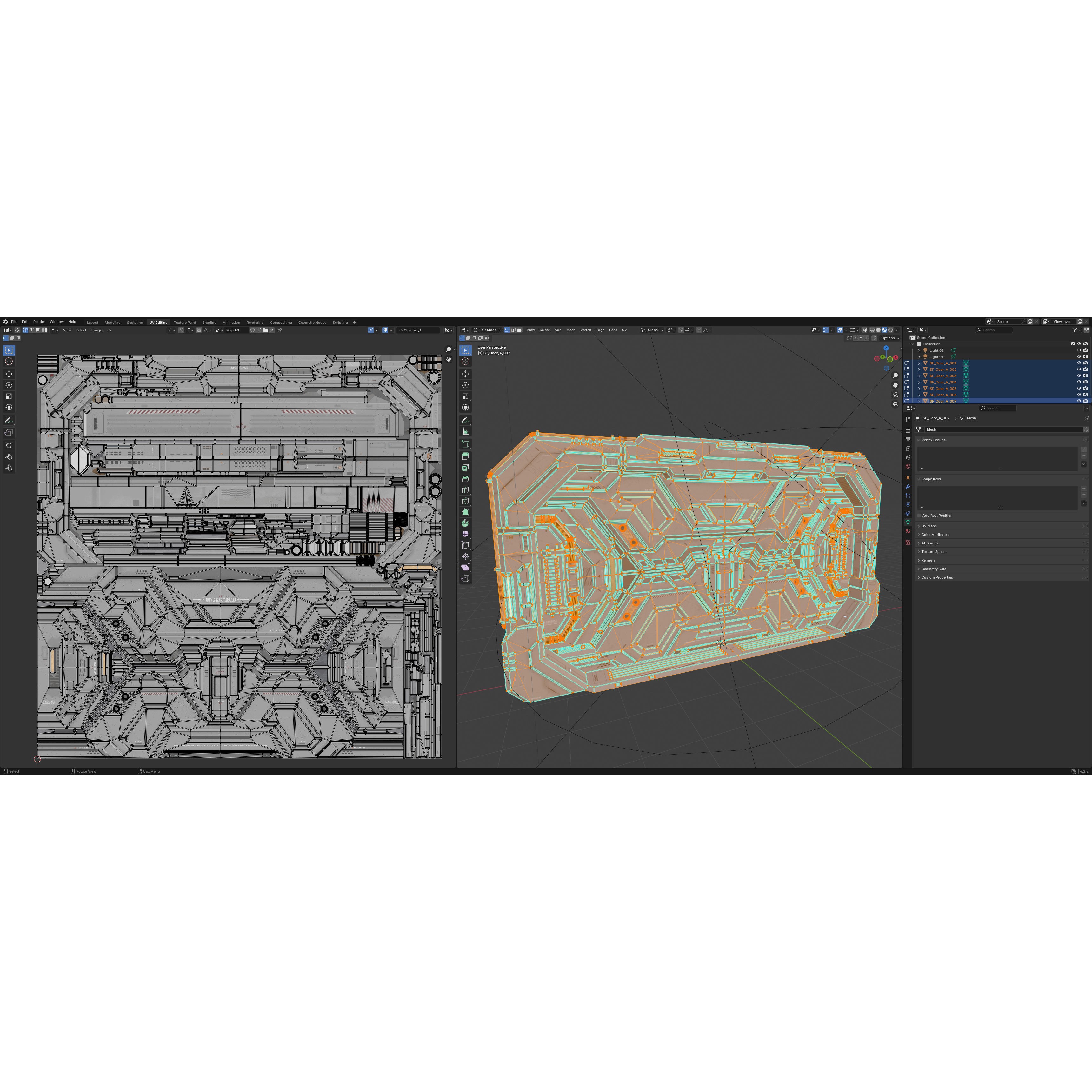 Sci-Fi Door Kit Vol 1 - Low-Poly Game-Ready 3D Model - View 10