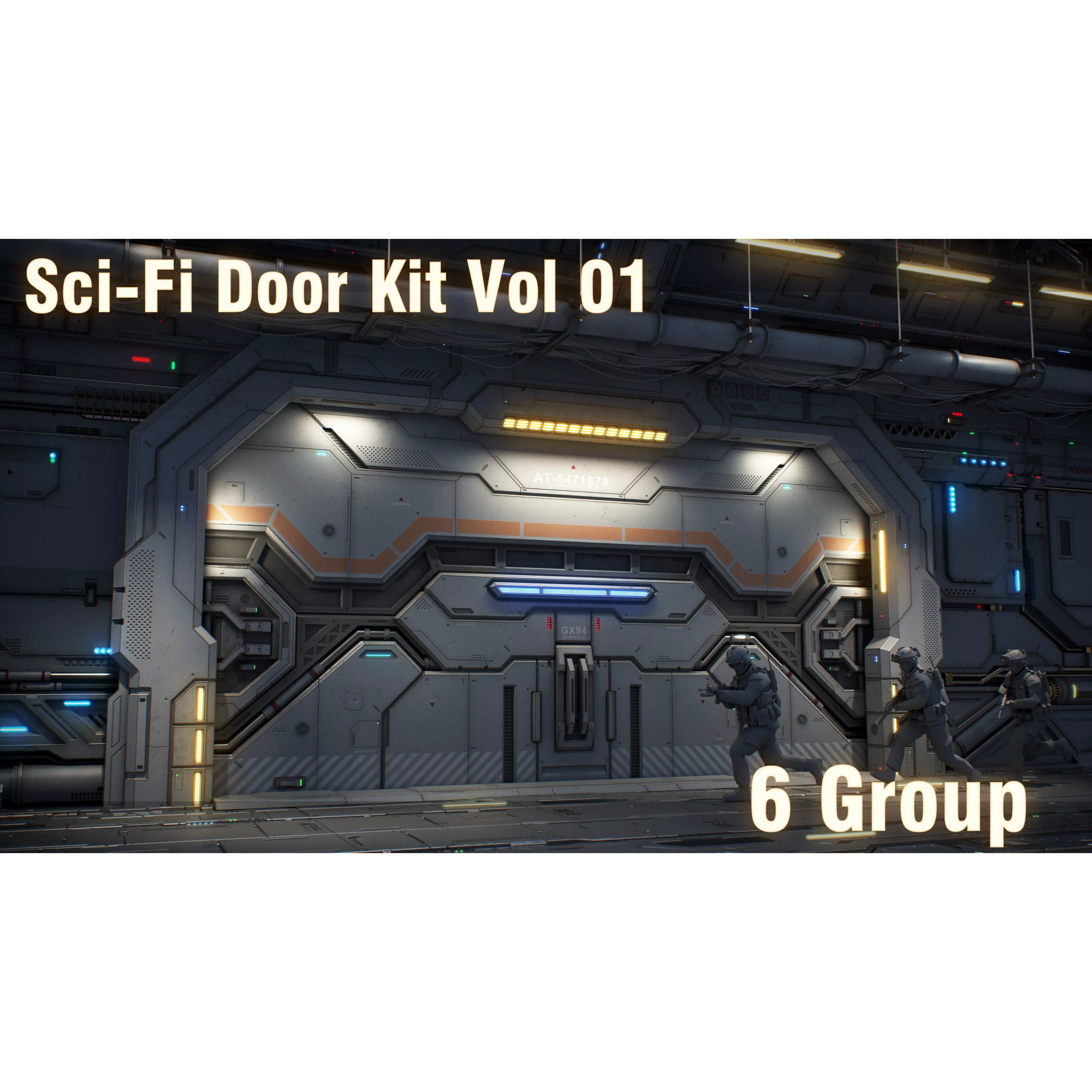 Sci-Fi Door Kit Vol 1 - Low-Poly Game-Ready 3D Model - View 2