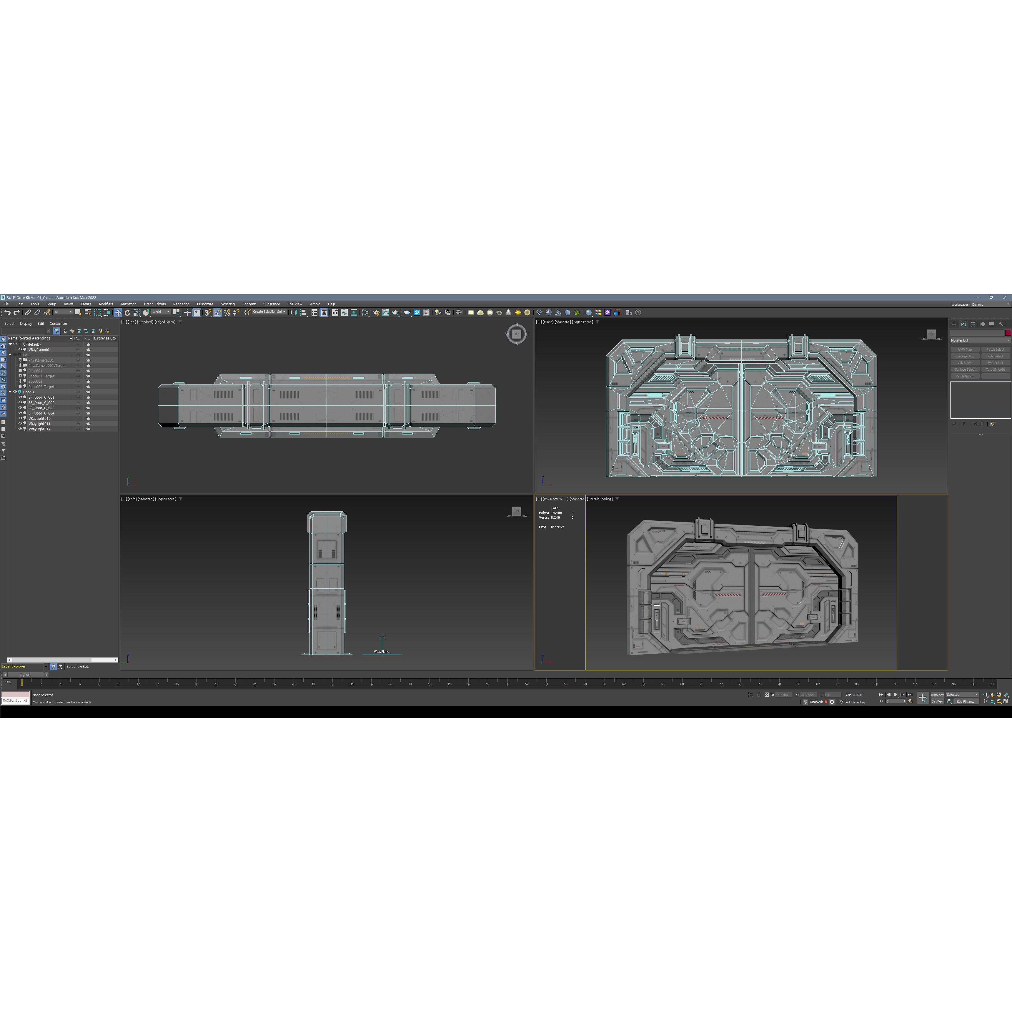 Sci-Fi Door Kit Vol 1 - Low-Poly Game-Ready 3D Model - View 21