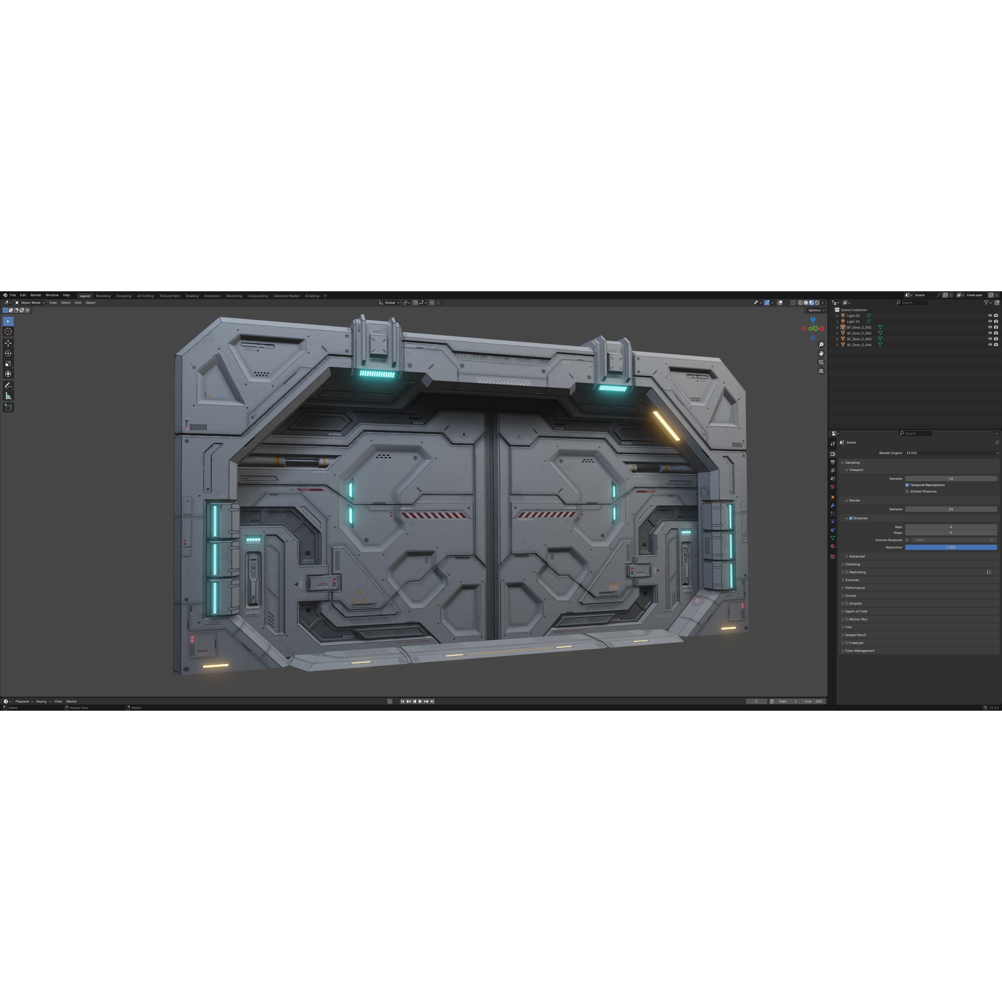 Sci-Fi Door Kit Vol 1 - Low-Poly Game-Ready 3D Model - View 22