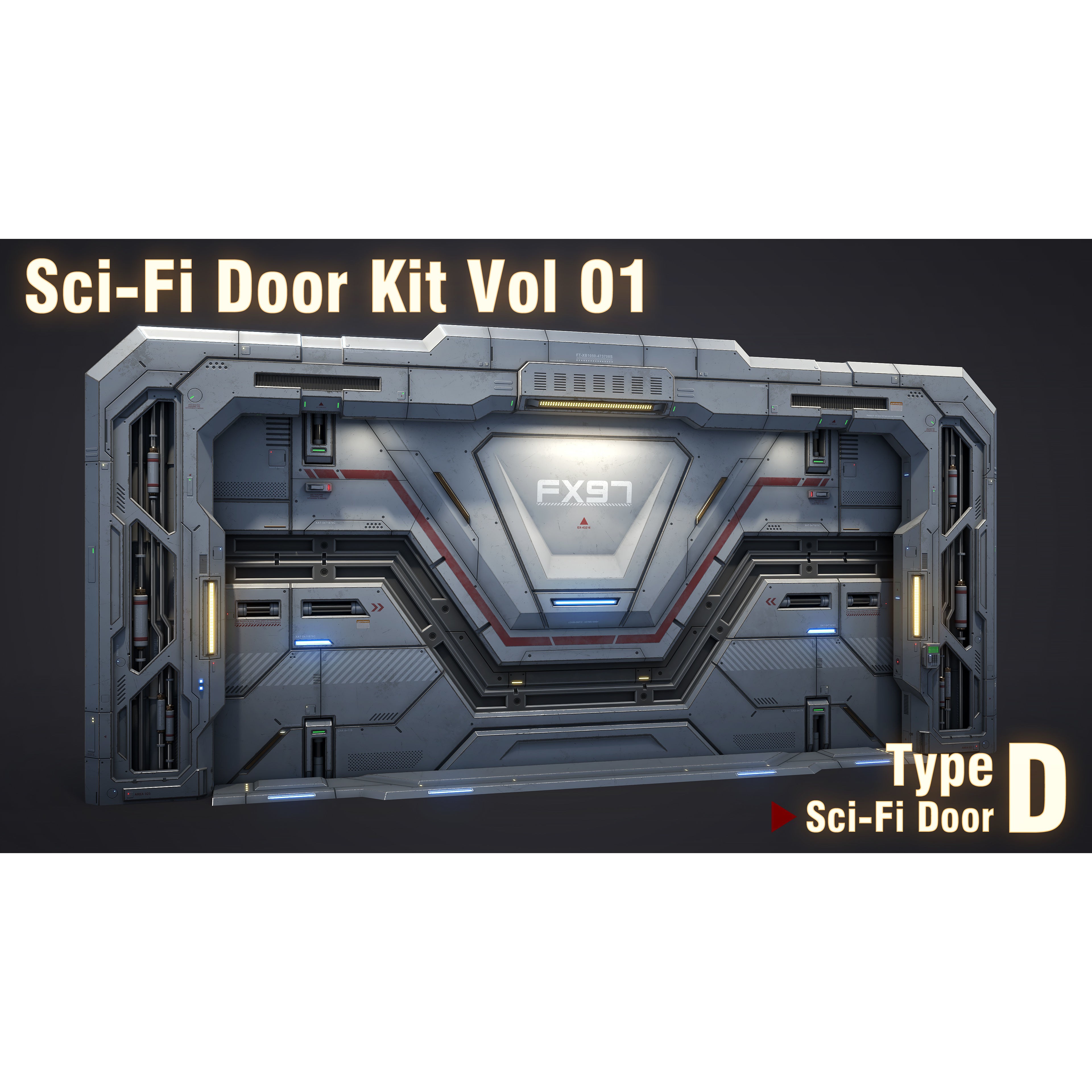 Sci-Fi Door Kit Vol 1 - Low-Poly Game-Ready 3D Model - View 25