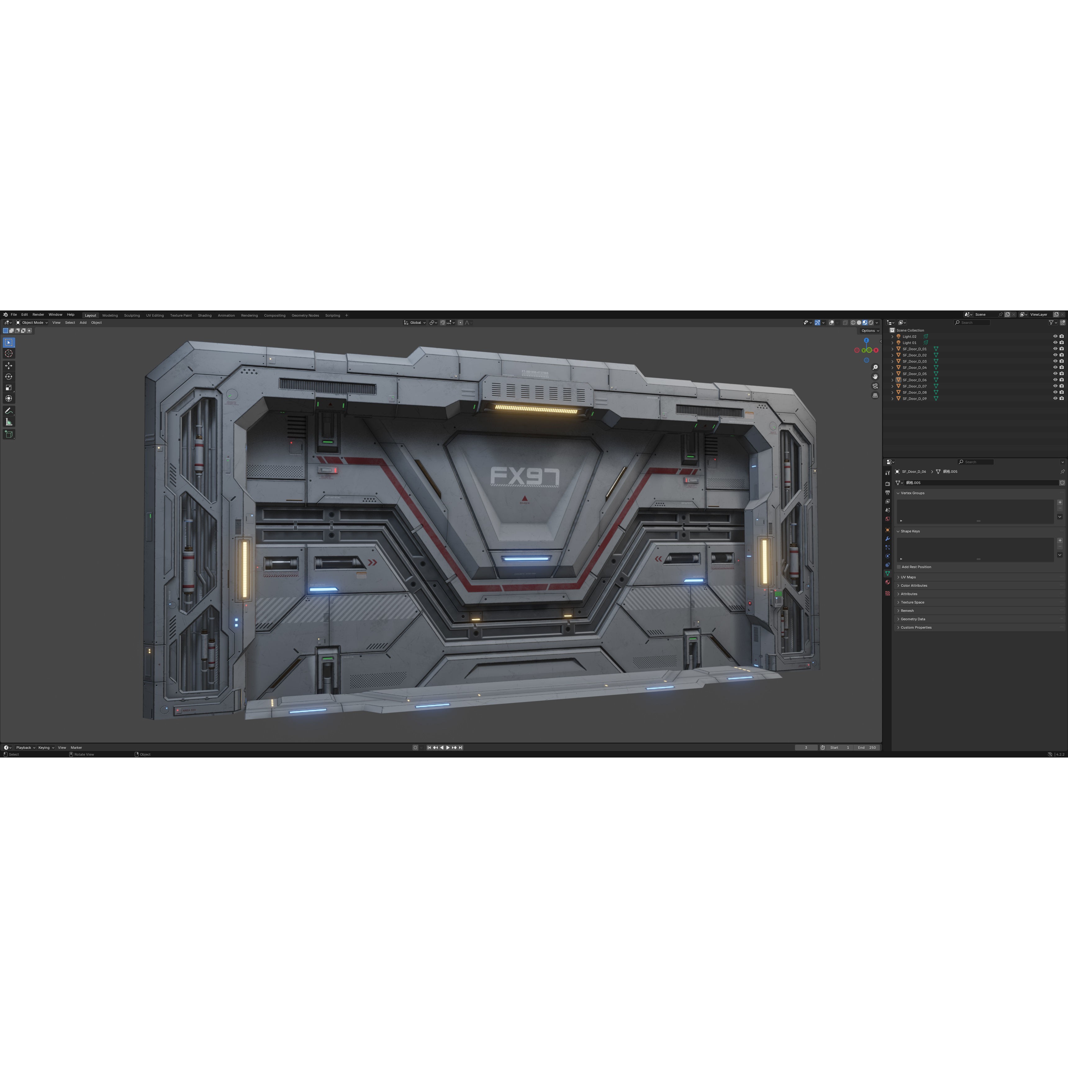 Sci-Fi Door Kit Vol 1 - Low-Poly Game-Ready 3D Model - View 30