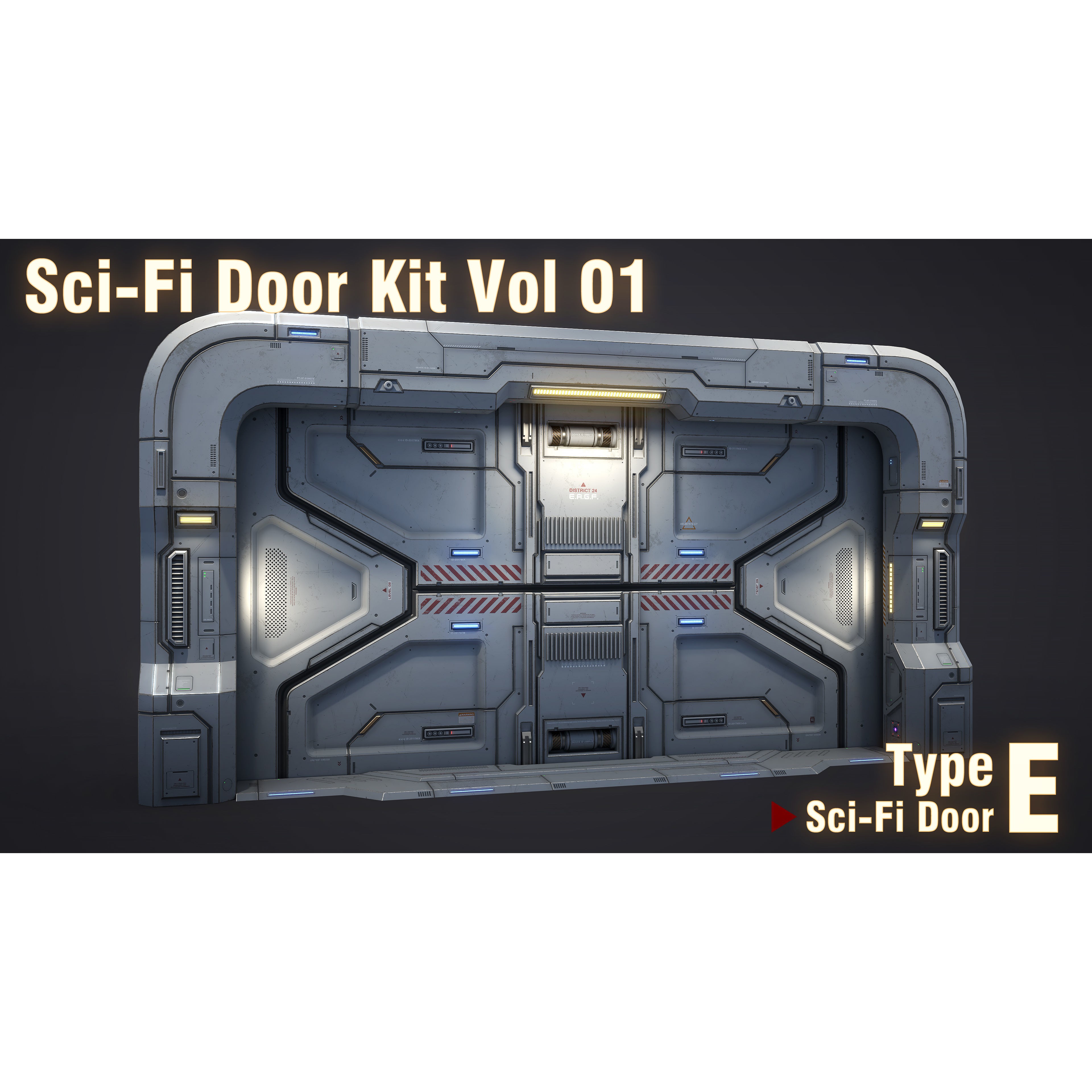 Sci-Fi Door Kit Vol 1 - Low-Poly Game-Ready 3D Model - View 33