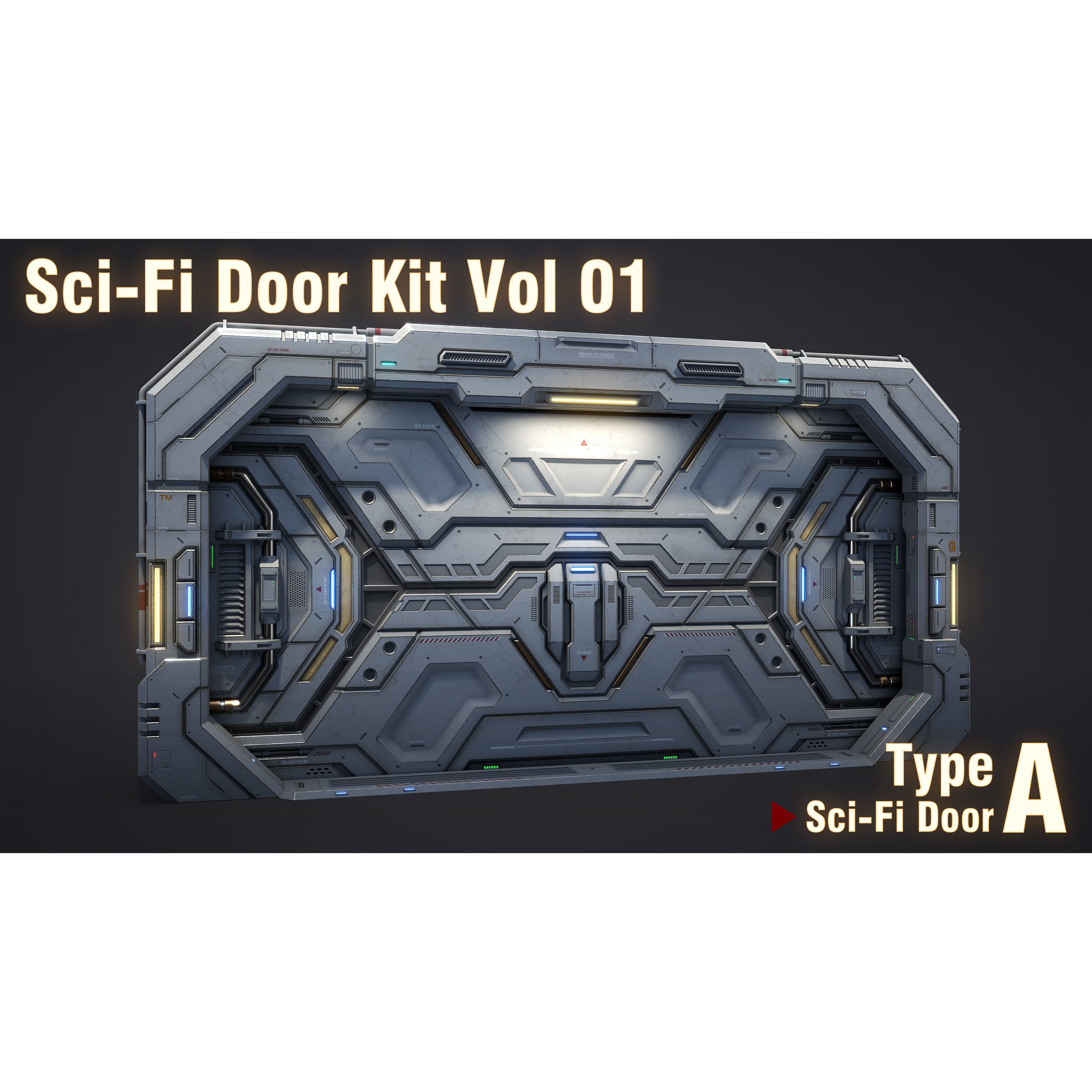 Sci-Fi Door Kit Vol 1 - Low-Poly Game-Ready 3D Model - View 4