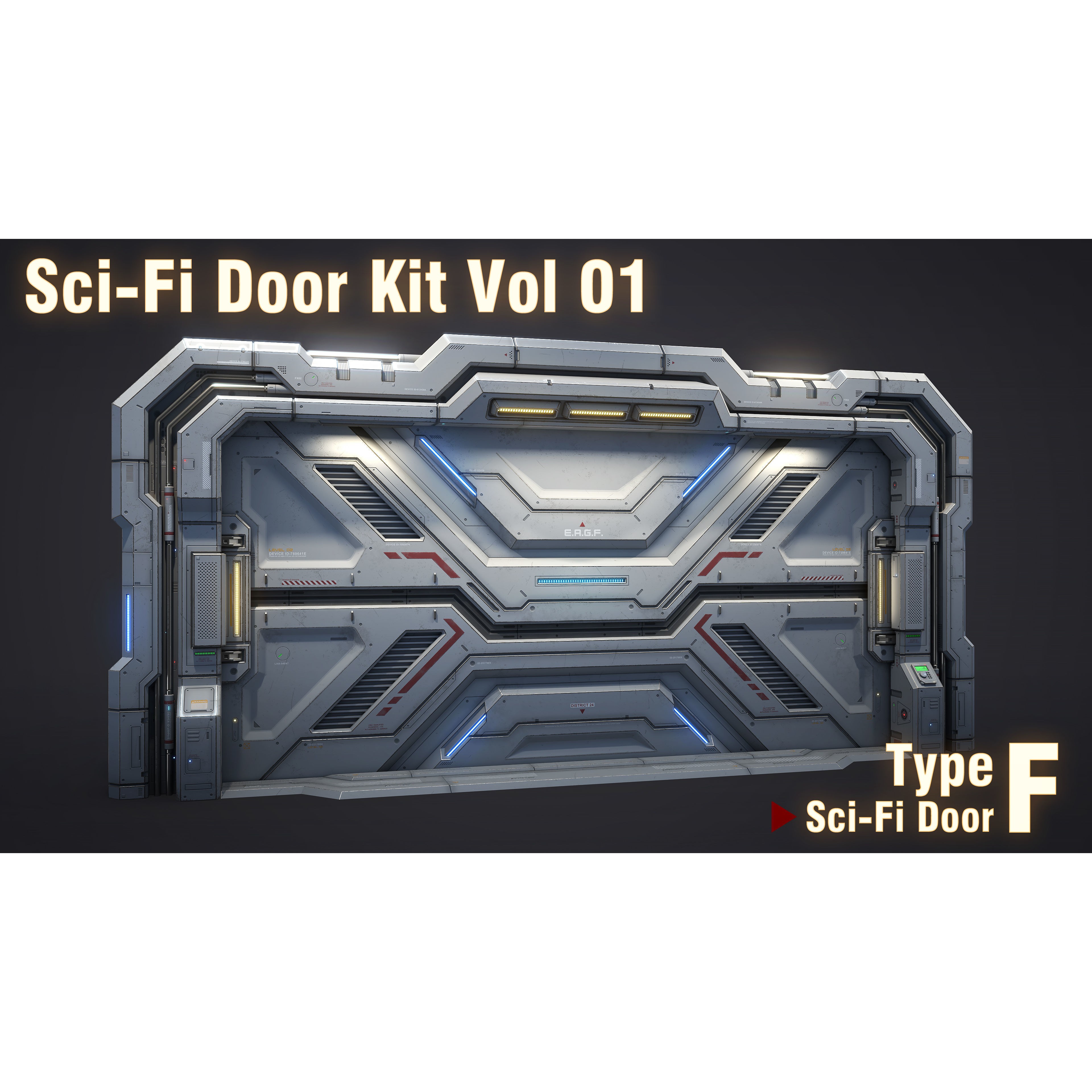 Sci-Fi Door Kit Vol 1 - Low-Poly Game-Ready 3D Model - View 40