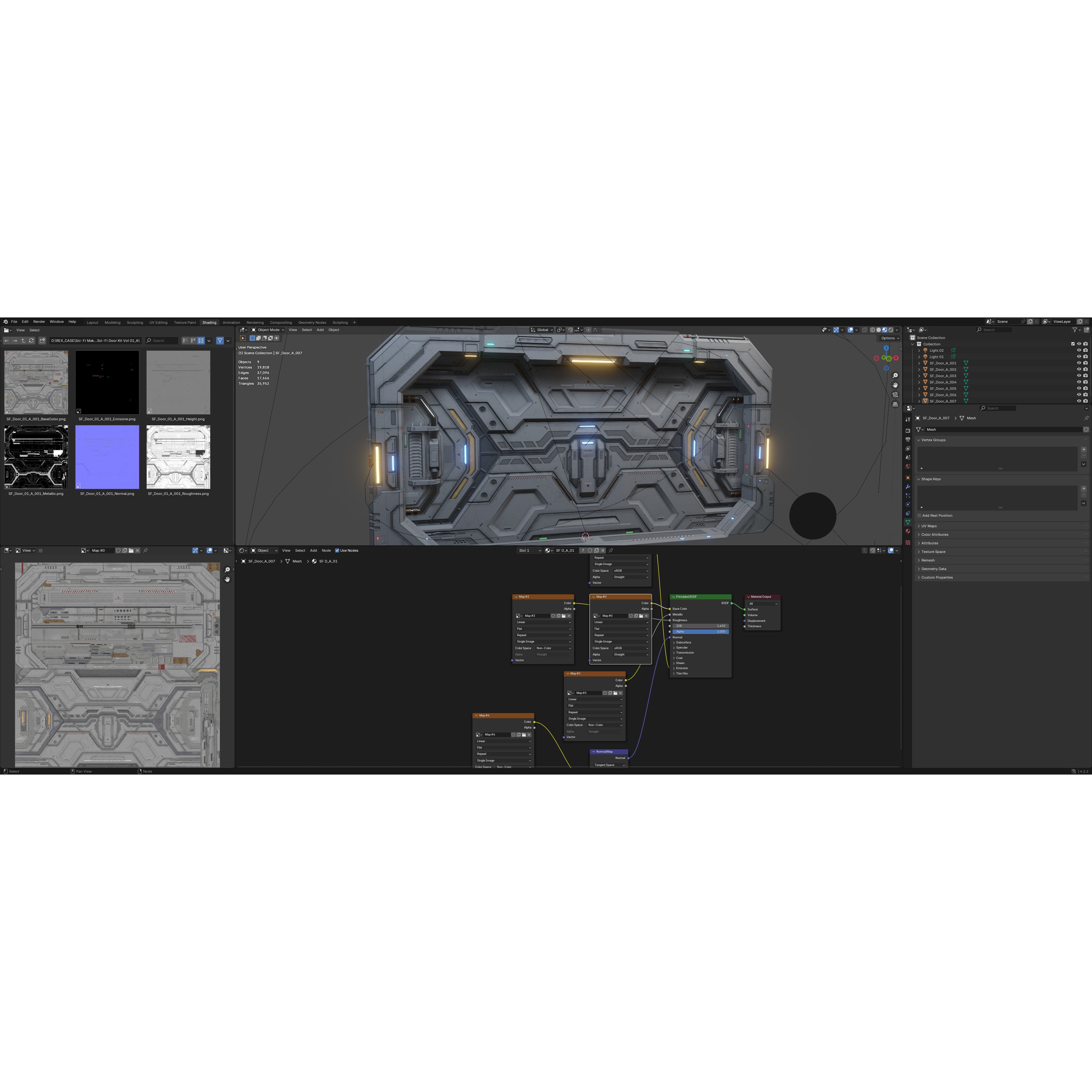 Sci-Fi Door Kit Vol 1 - Low-Poly Game-Ready 3D Model - View 9