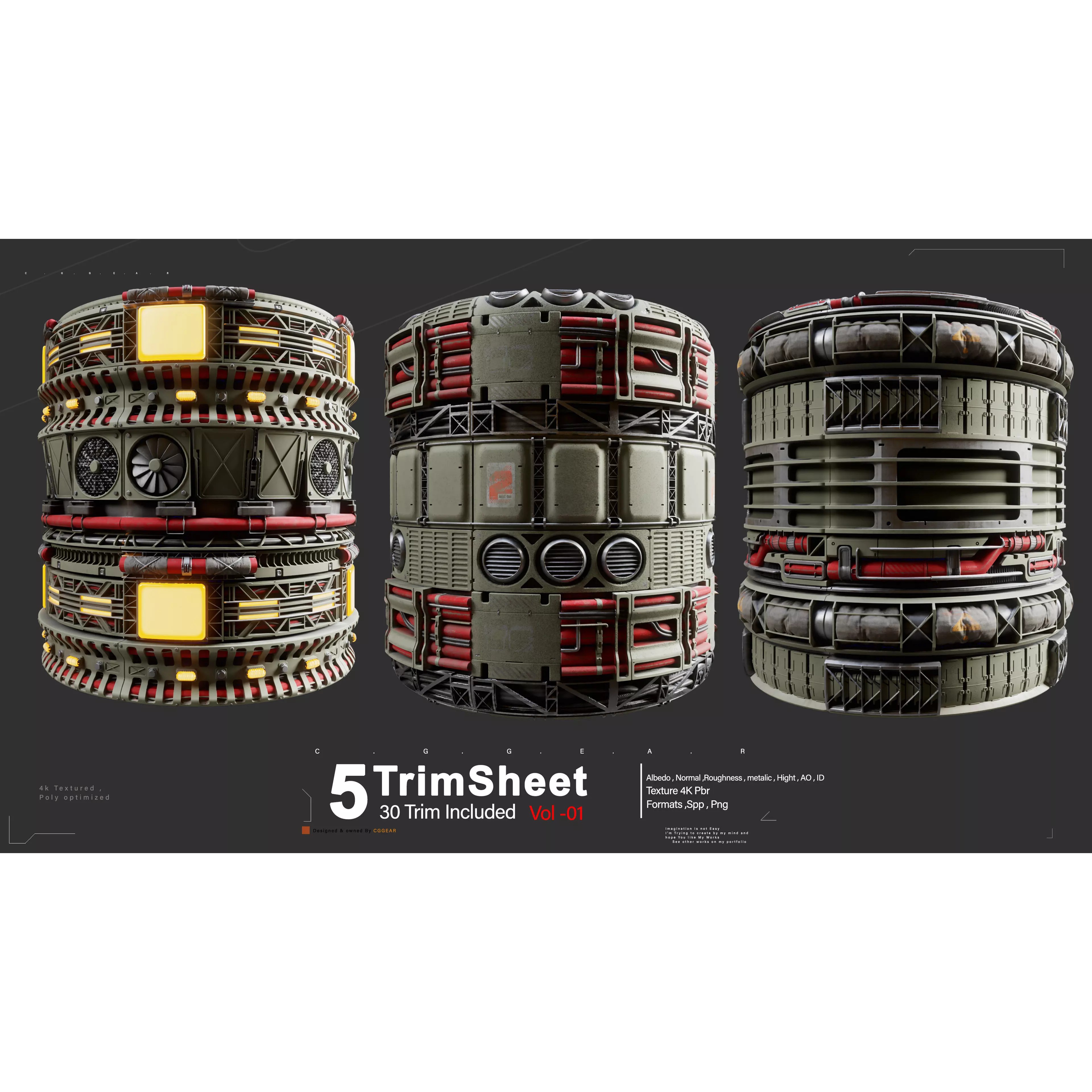 Sci-Fi Industrial Trimsheet Vol 1 - Textures 3D Model - View 2