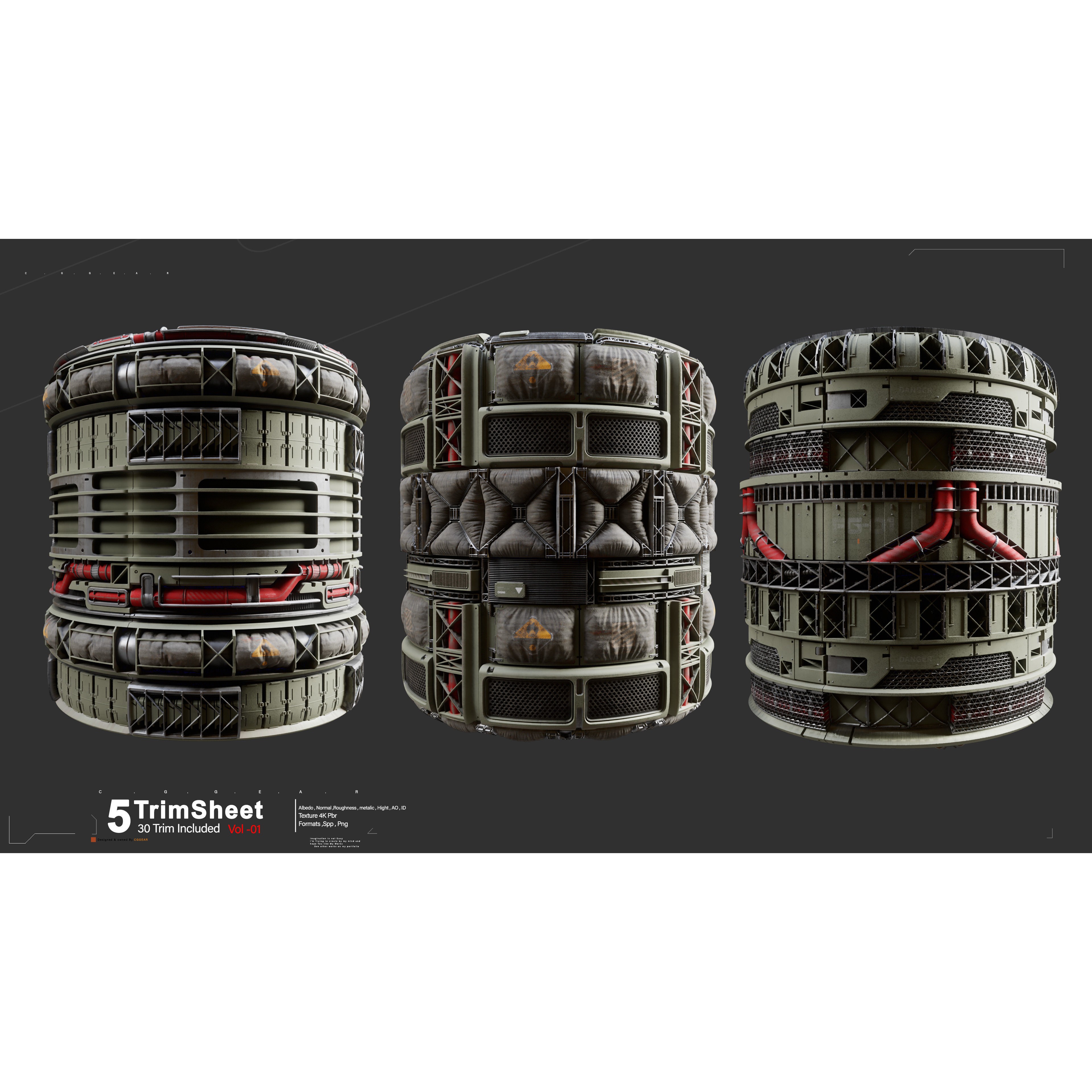 Sci-Fi Industrial Trimsheet Vol 1 - Textures 3D Model - View 3