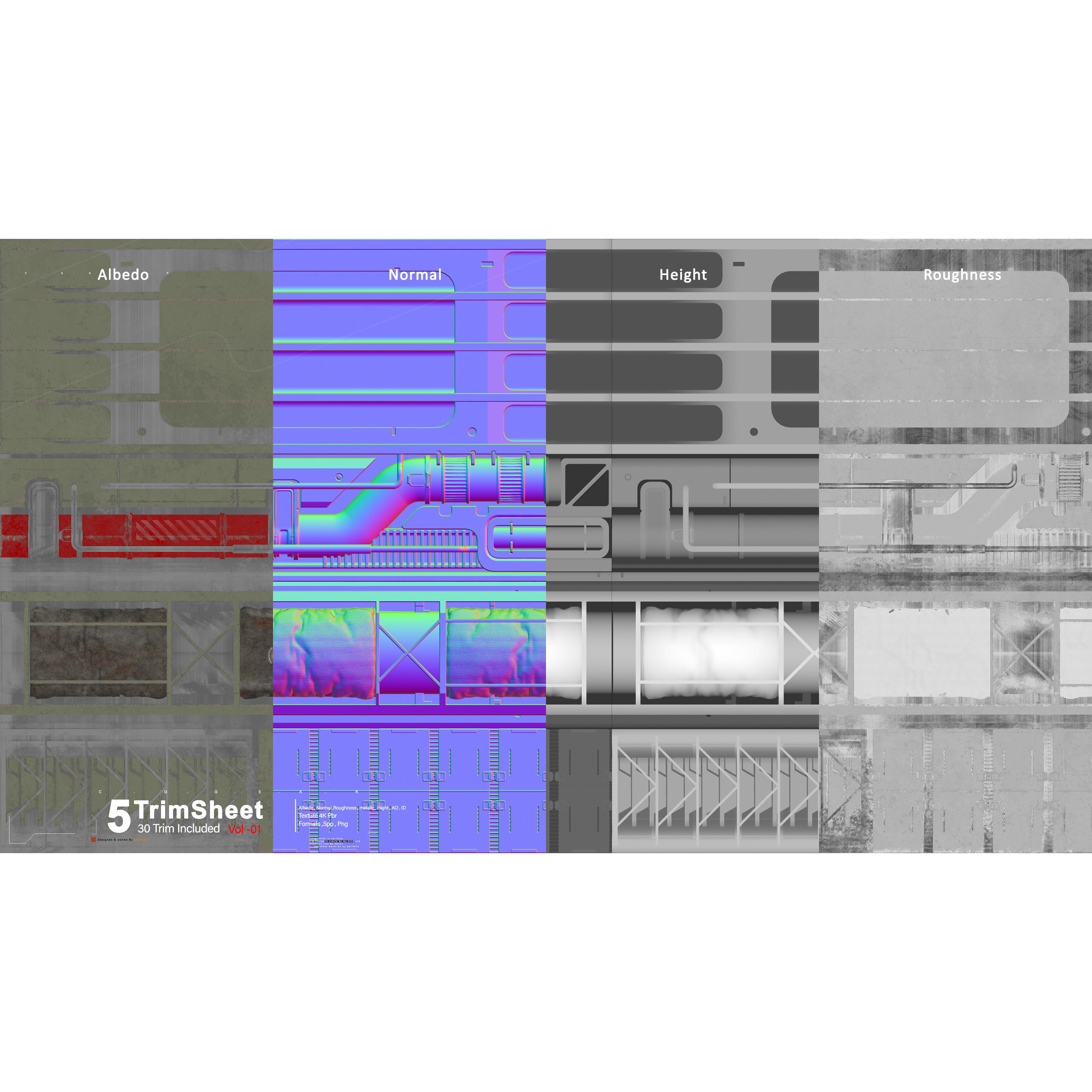 Sci-Fi Industrial Trimsheet Vol 1 - Textures 3D Model - View 4