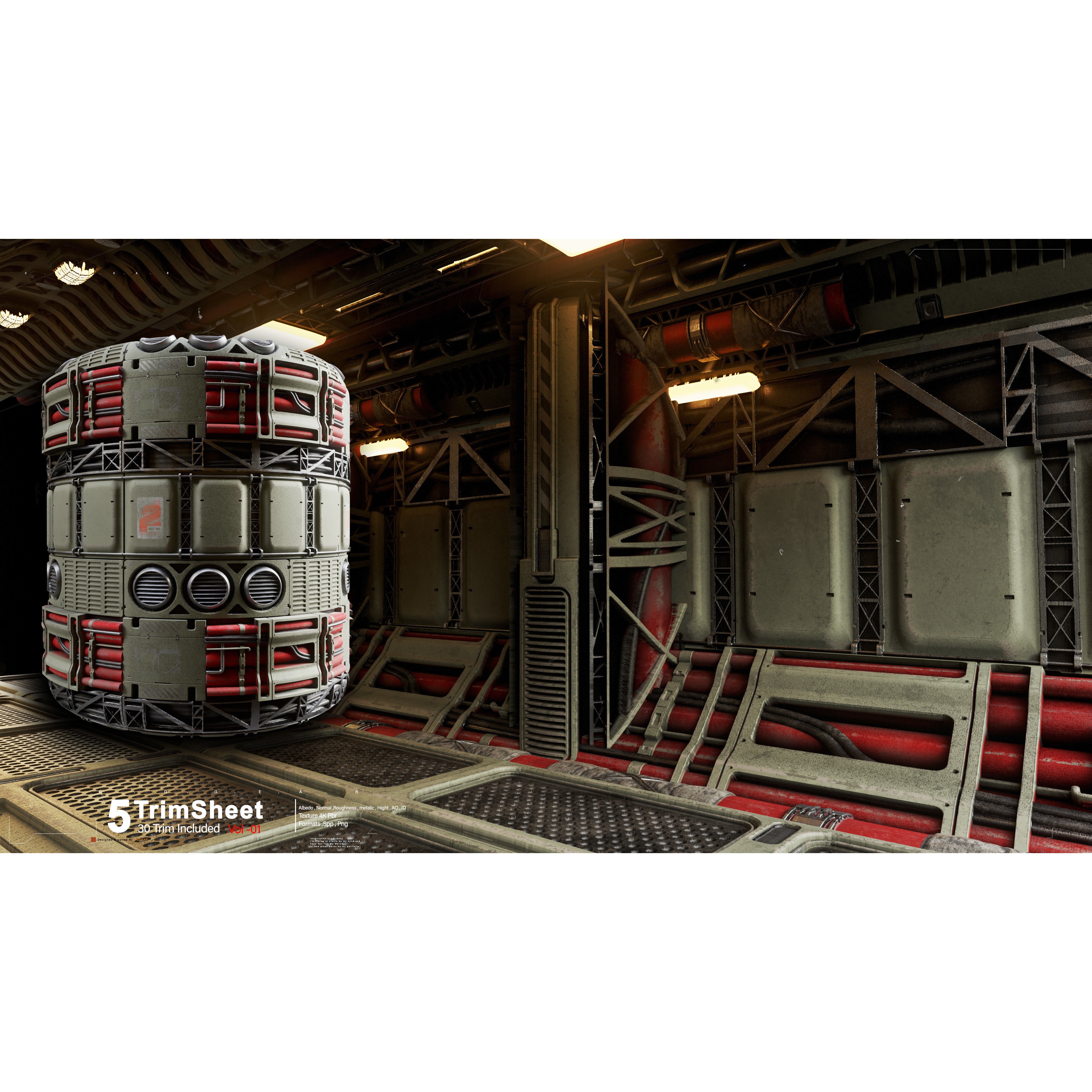 Sci-Fi Industrial Trimsheet Vol 1 - Textures 3D Model - View 5