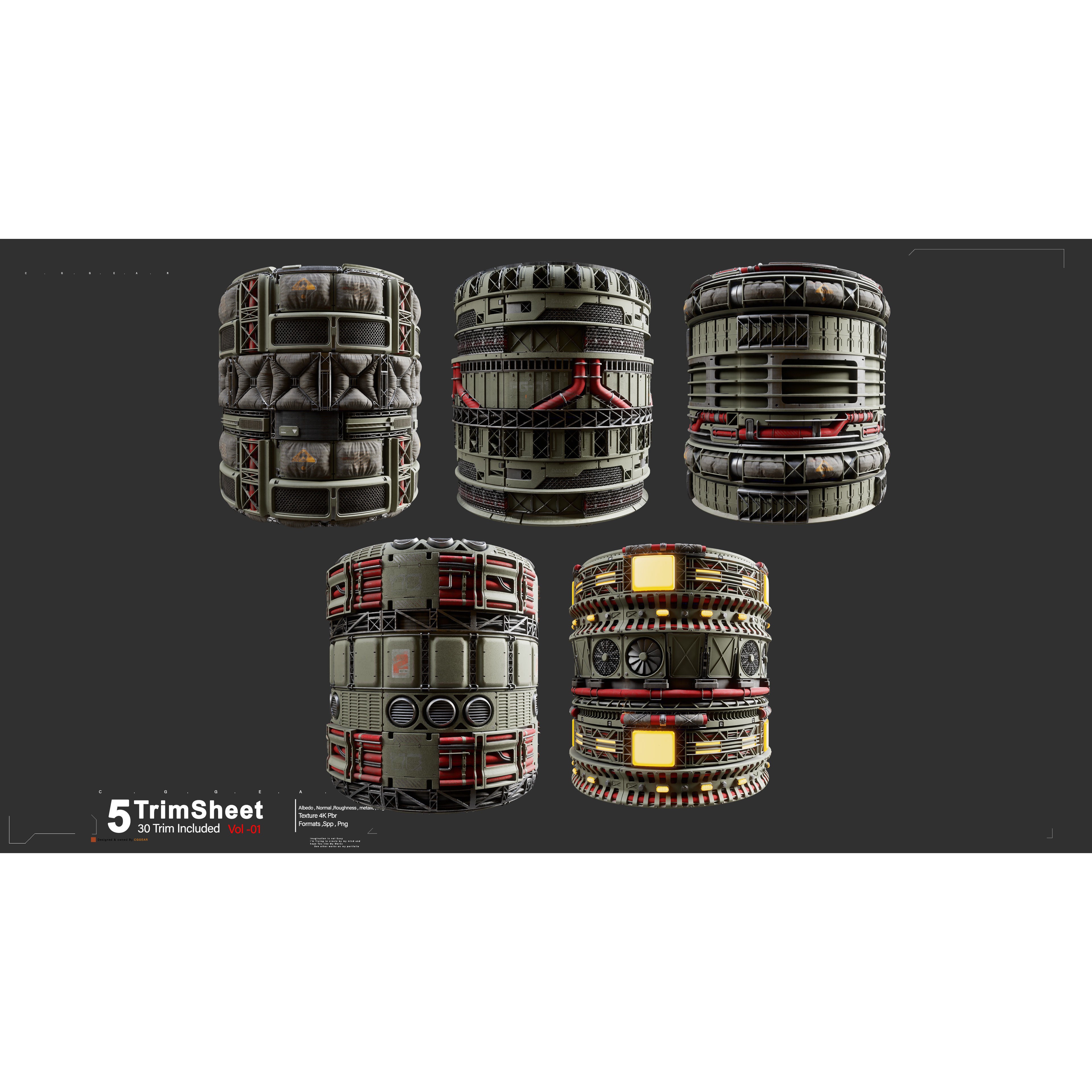 Sci-Fi Industrial Trimsheet Vol 1 - Textures 3D Model - View 6