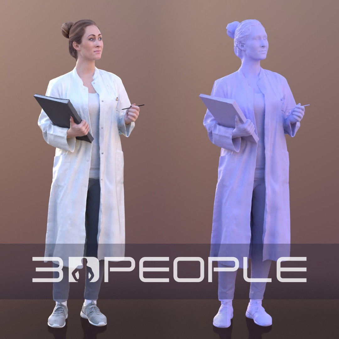 Rocio 10310 3D Model – Low Poly Scientist Character, FBX, OBJ - View 3