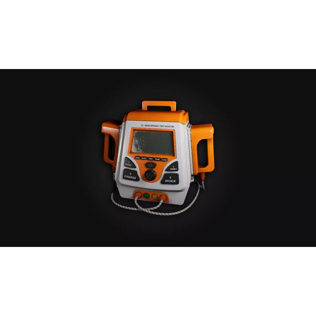 Defibrillator 3D Model – Game Ready Low Poly PBR Asset, FBX - View 2