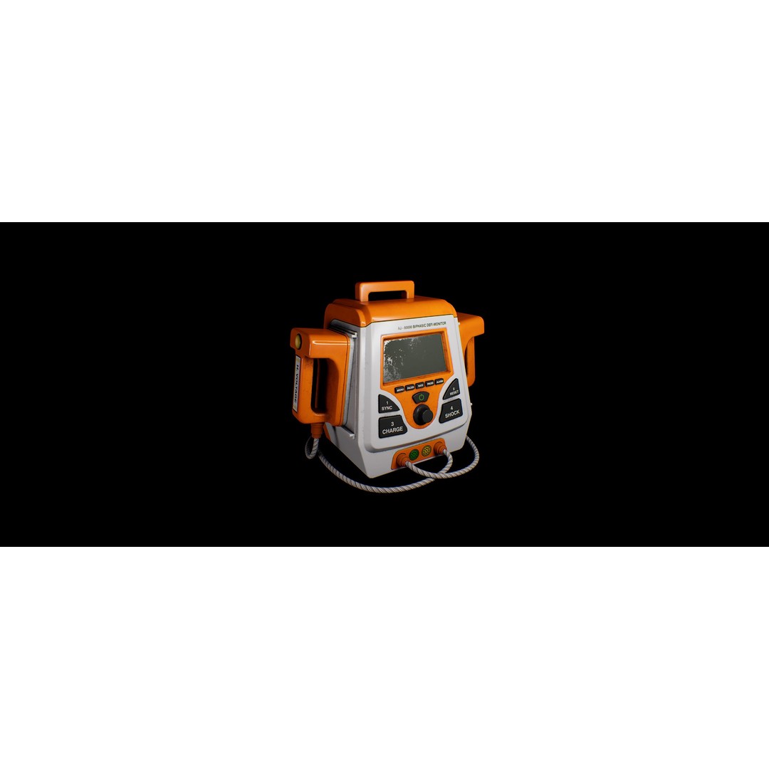 Defibrillator 3D Model – Game Ready Low Poly PBR Asset, FBX - View 4
