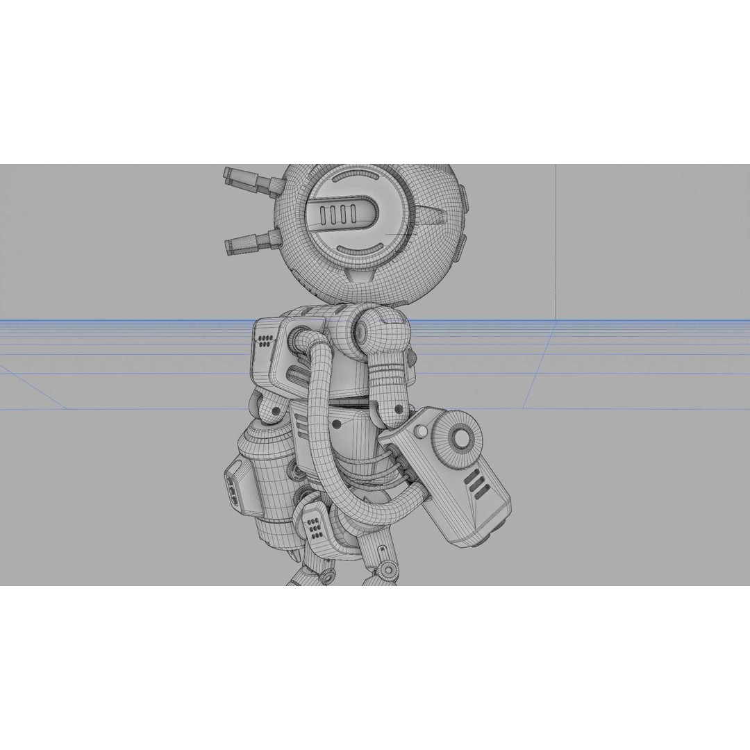 Industrial Bot V-2 3D Model – Rigged Sci-Fi Character, FBX, OBJ