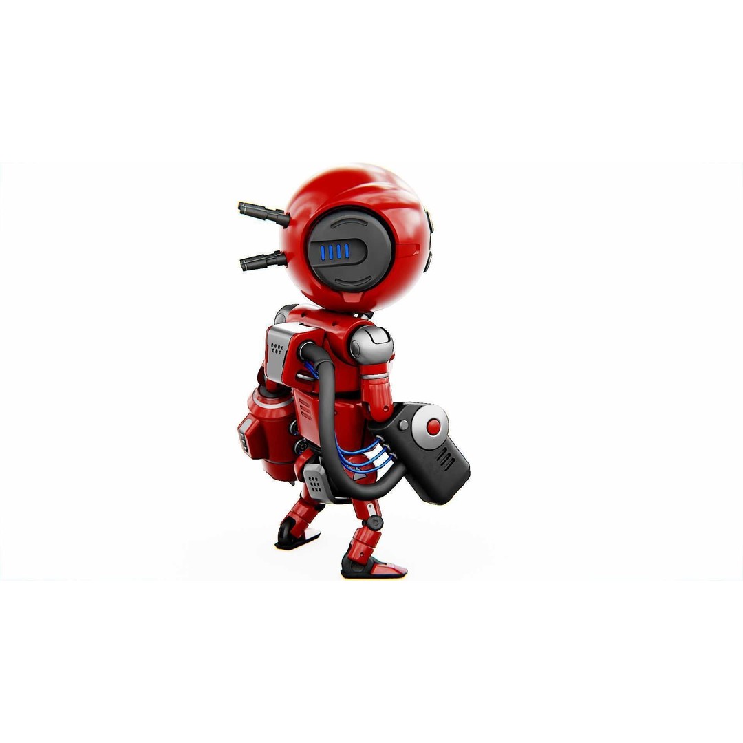 Industrial Bot V-2 3D Model – Rigged Sci-Fi Character, FBX, OBJ - View 10