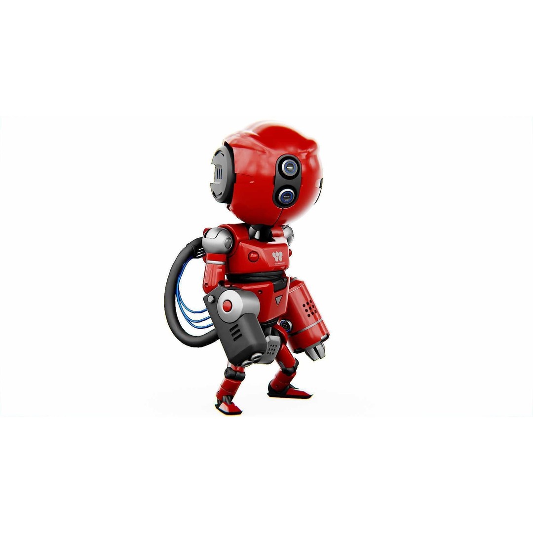 Industrial Bot V-2 3D Model – Rigged Sci-Fi Character, FBX, OBJ - View 12