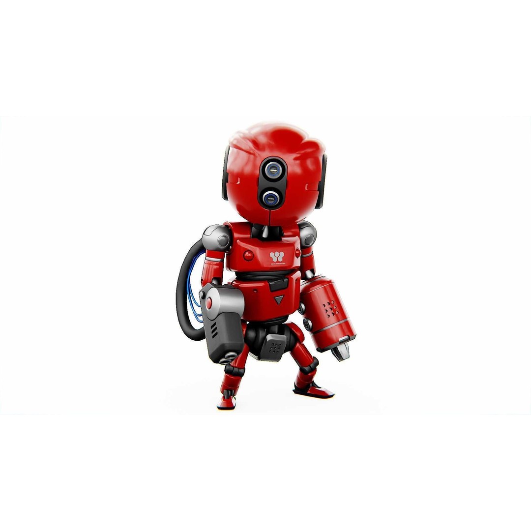 Industrial Bot V-2 3D Model – Rigged Sci-Fi Character, FBX, OBJ - View 13