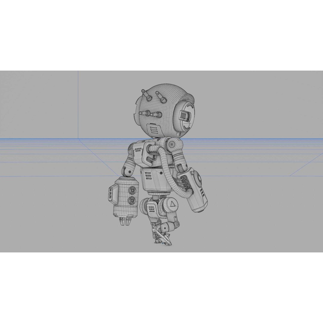 Industrial Bot V-2 3D Model – Rigged Sci-Fi Character, FBX, OBJ - View 40