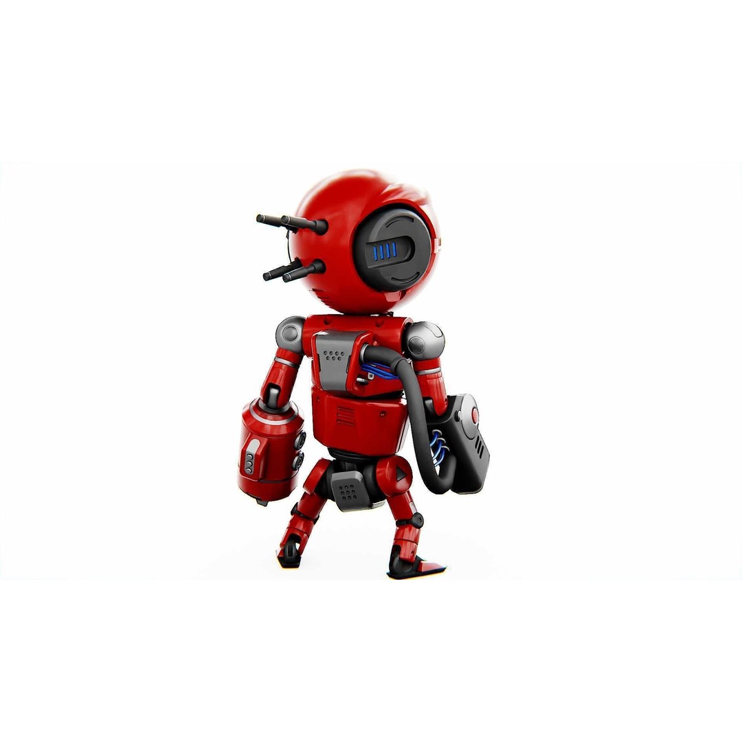 Industrial Bot V-2 3D Model – Rigged Sci-Fi Character, FBX, OBJ - View 9