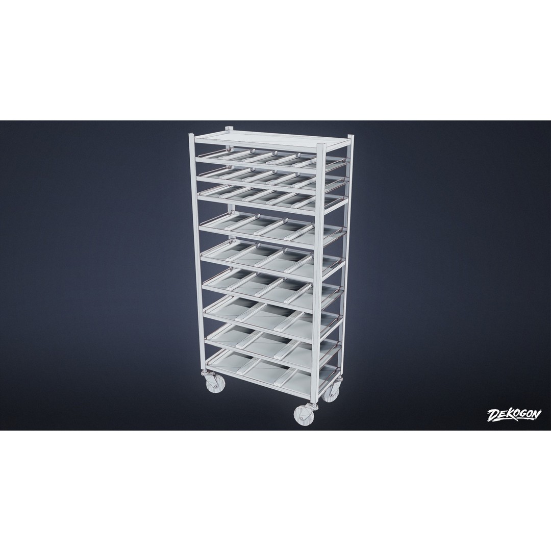 Hospital Shelf 3D Model – Low Poly Game Asset, FBX, PBR Textures