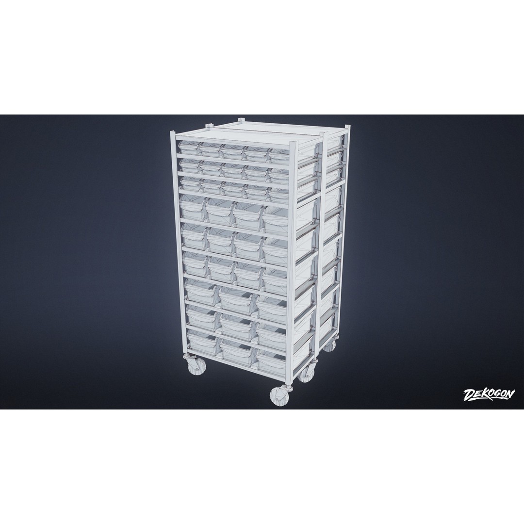 Hospital Shelf 3D Model – Low Poly Game Asset, FBX, PBR Textures - View 10